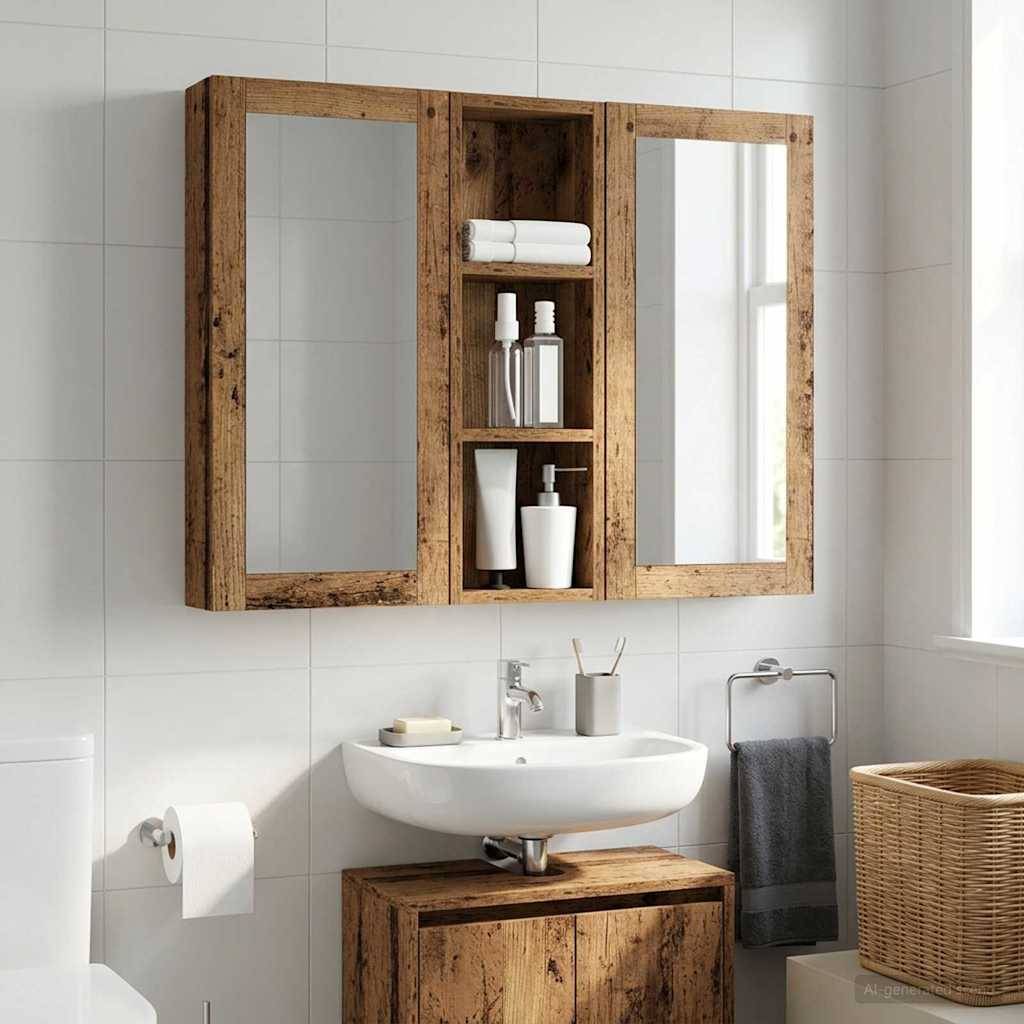 vidaXL Badezimmer-Wandschrank Altholz 20 x 10 x 60,5 cm Holzwerkstoff