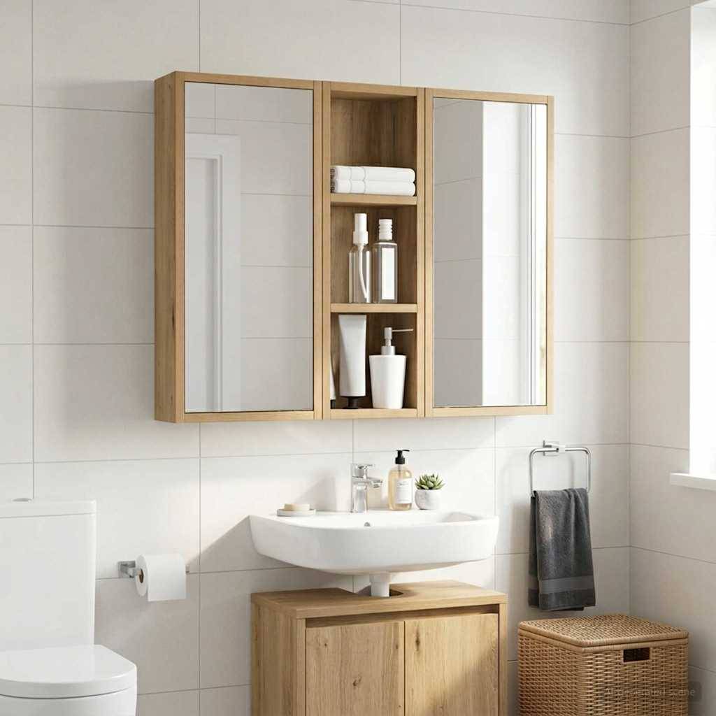 vidaXL Badezimmer-Wandschrank Kunsthandwerk Eiche 20 x 10 x 60,5 cm