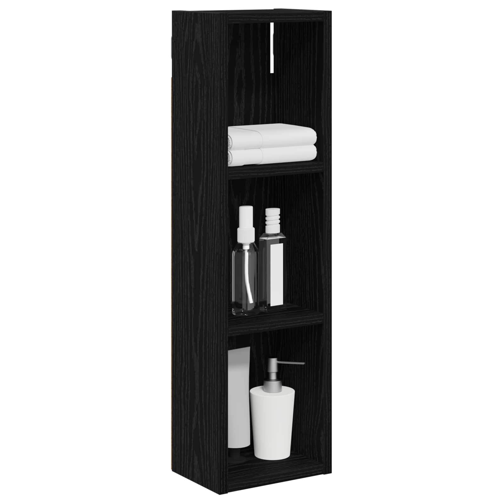 vidaXL Badezimmer-Wandschrank mit Regal Schwarze Eiche 20 x 14 x 70 cm