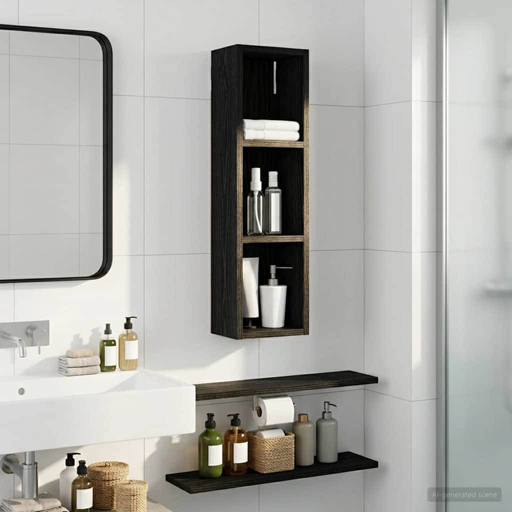 vidaXL Badezimmer-Wandschrank mit Regal Schwarze Eiche 20 x 14 x 70 cm