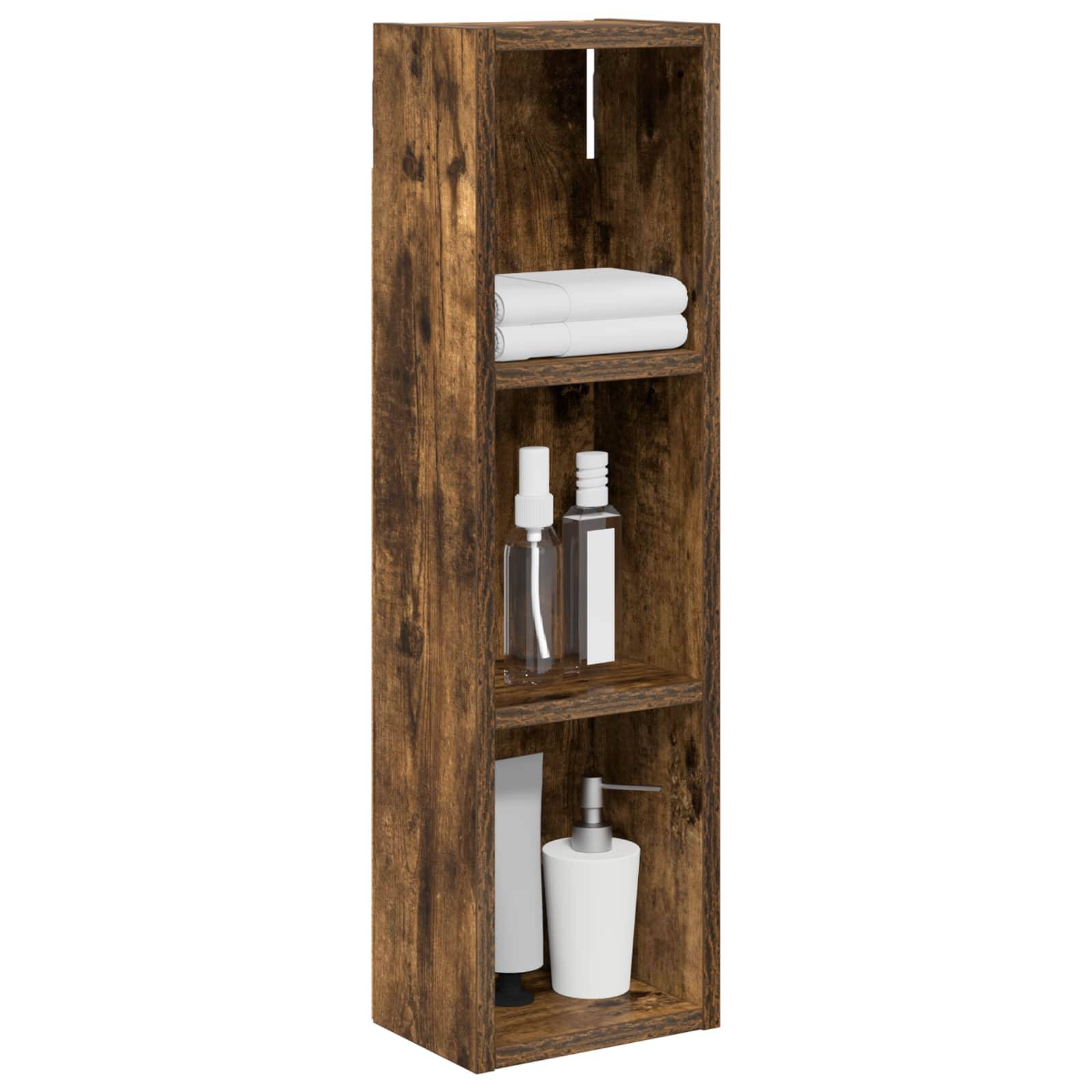 vidaXL Badezimmer-Wandschrank Geräucherte Eiche 20 x 14 x 70 cm