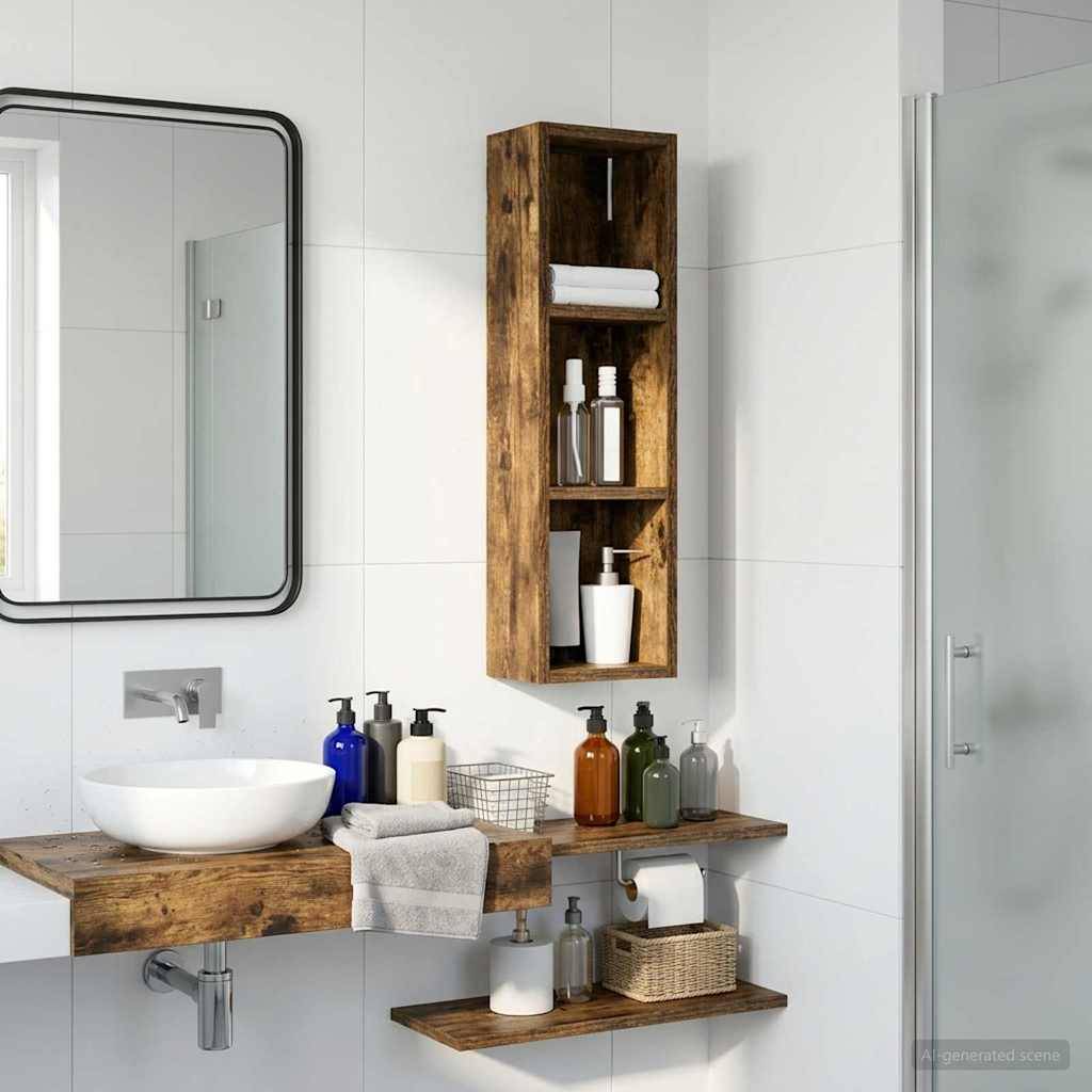 vidaXL Badezimmer-Wandschrank Geräucherte Eiche 20 x 14 x 70 cm