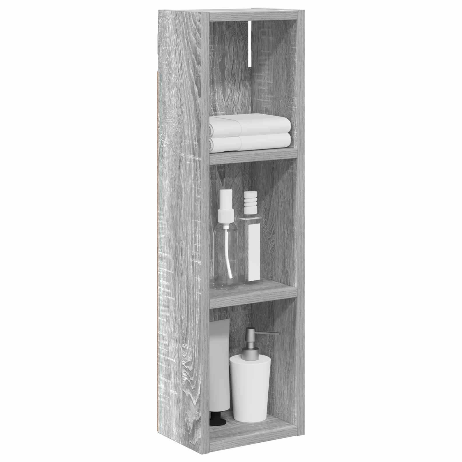 vidaXL Badezimmer-Wandschrank mit Regal Graues Sonoma 20 x 14 x 70 cm