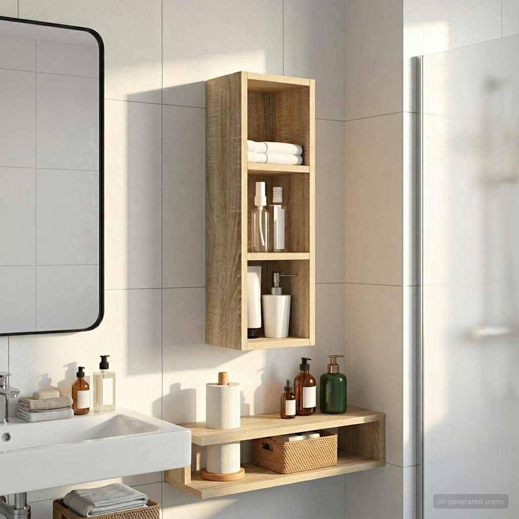 vidaXL Badezimmer-Wandschrank mit Regal Sonoma-Eiche 20 x 16 x 62,5 cm