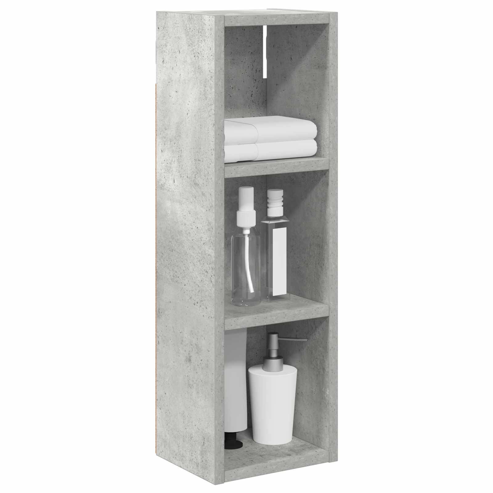 vidaXL Badezimmer-Wandschrank mit Regal Betongrau 20 x 16 x 62,5 cm