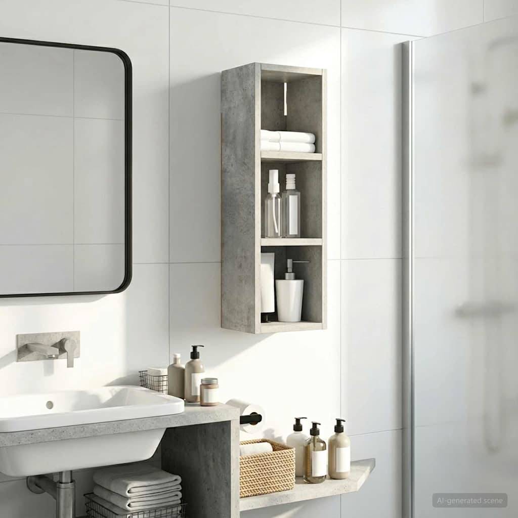 vidaXL Badezimmer-Wandschrank mit Regal Betongrau 20 x 16 x 62,5 cm