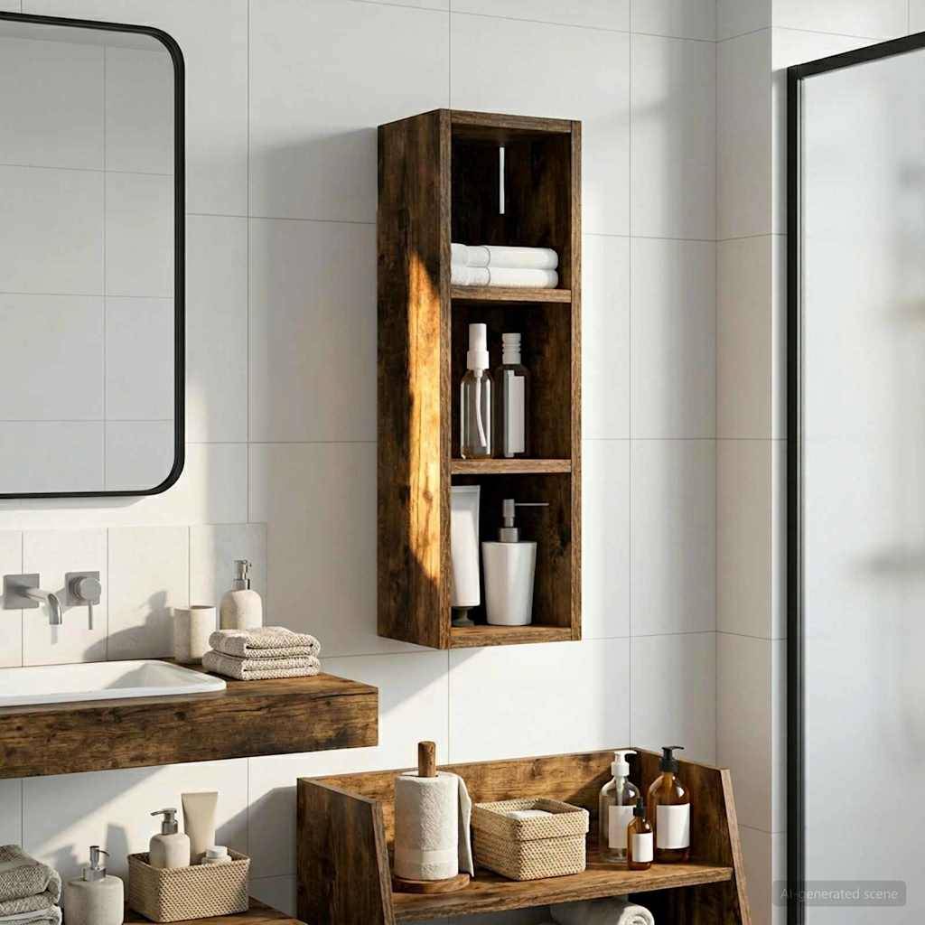 vidaXL Badezimmer-Wandschrank Geräucherte Eiche 20 x 16 x 62,5 cm