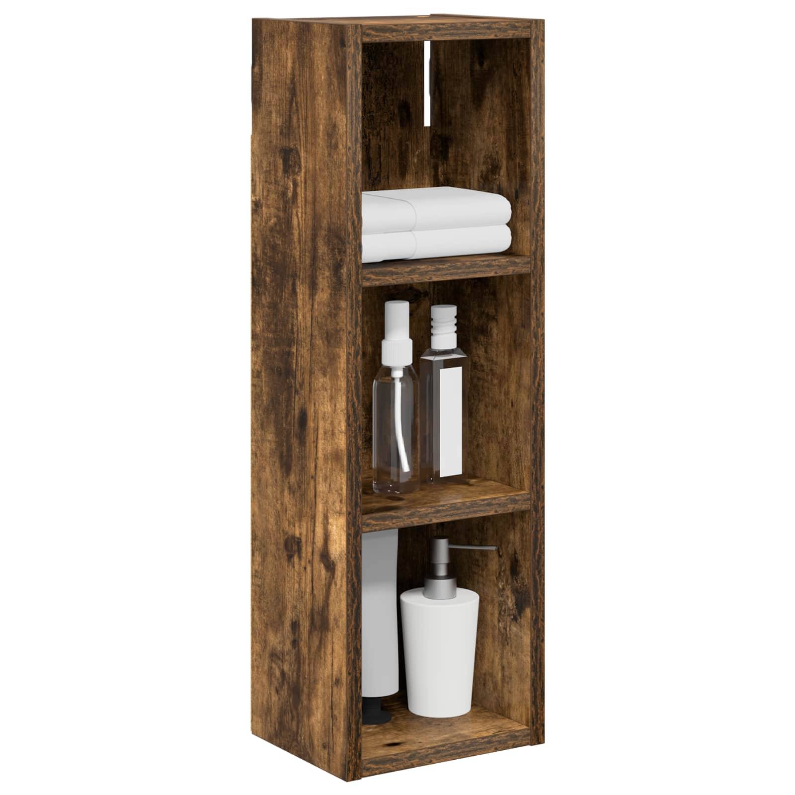 vidaXL Badezimmer-Wandschrank Geräucherte Eiche 20 x 16 x 62,5 cm