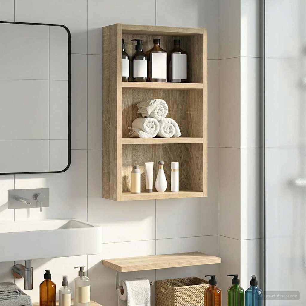 vidaXL Badezimmer-Wandschrank mit Regal Sonoma-Eiche 30 x 10 x 50 cm