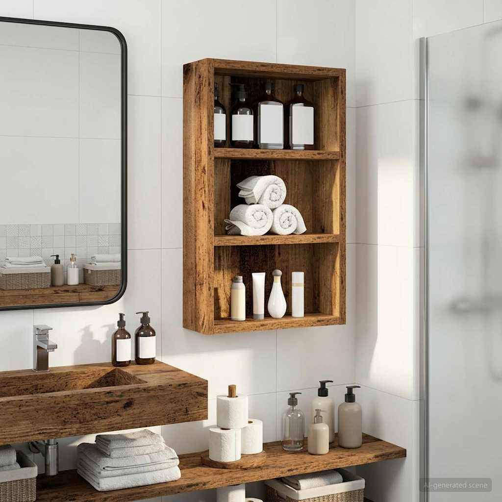 vidaXL Badezimmer-Wandschrank Altholz 30 x 10 x 50 cm Holzwerkstoff