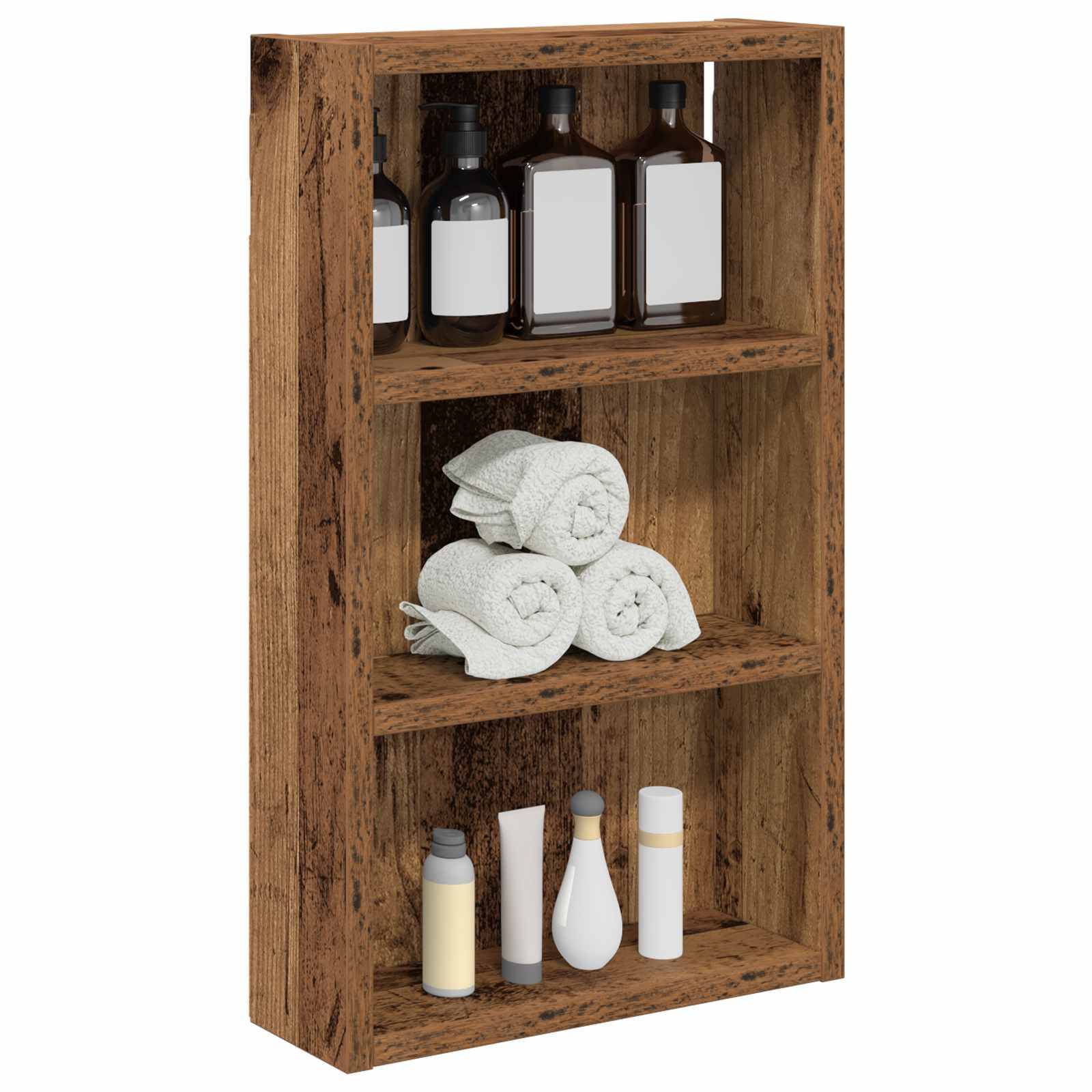 vidaXL Badezimmer-Wandschrank Altholz 30 x 10 x 50 cm Holzwerkstoff