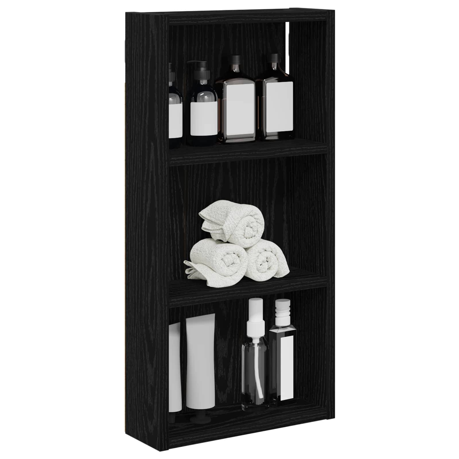 vidaXL Badezimmer-Wandschrank Schwarze Eiche 30 x 10 x 60,5 cm