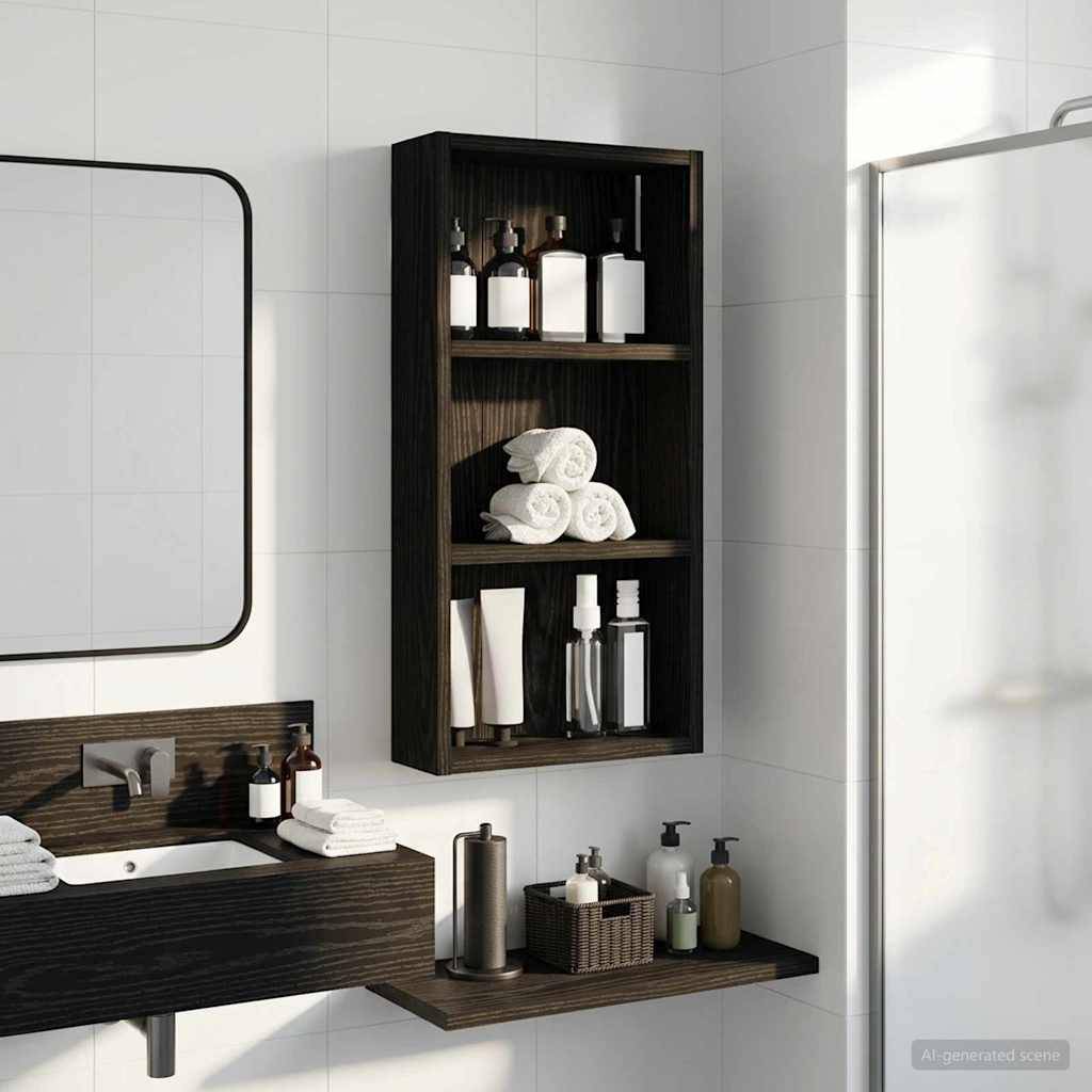 vidaXL Badezimmer-Wandschrank Schwarze Eiche 30 x 10 x 60,5 cm