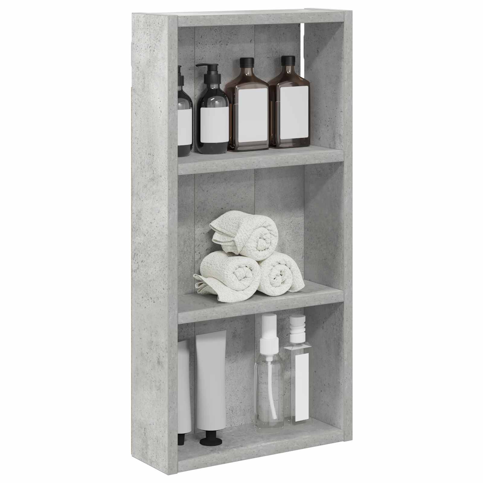 vidaXL Badezimmer-Wandschrank mit Regal Betongrau 30 x 10 x 60,5 cm