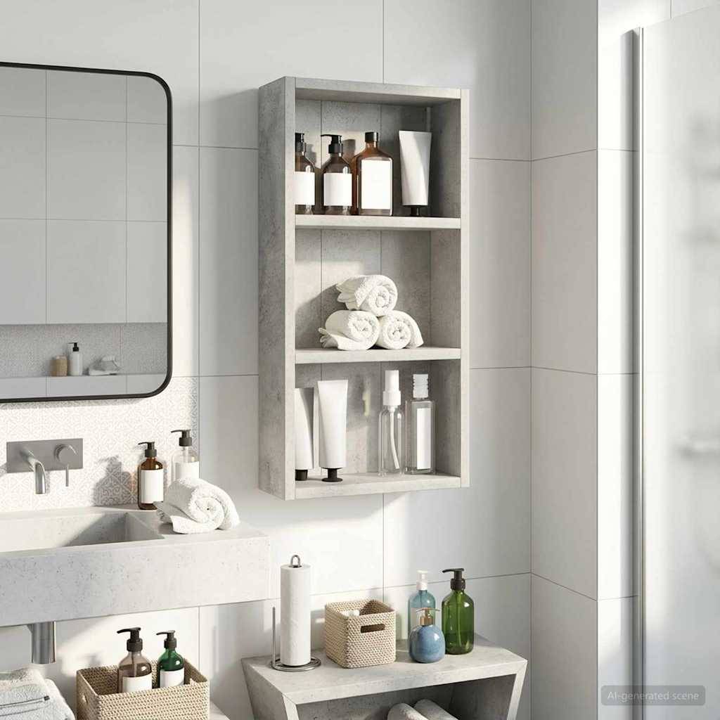 vidaXL Badezimmer-Wandschrank mit Regal Betongrau 30 x 10 x 60,5 cm