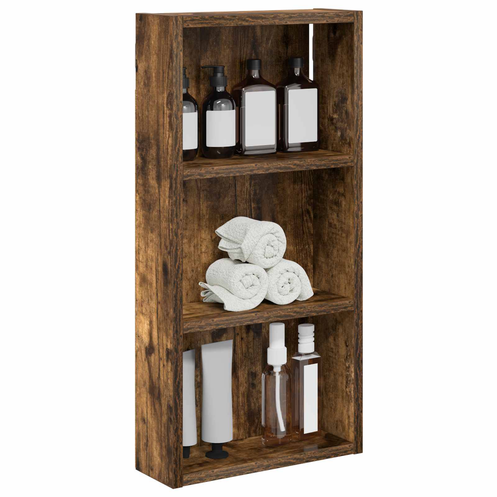 vidaXL Badezimmer-Wandschrank Geräucherte Eiche 30 x 10 x 60,5 cm