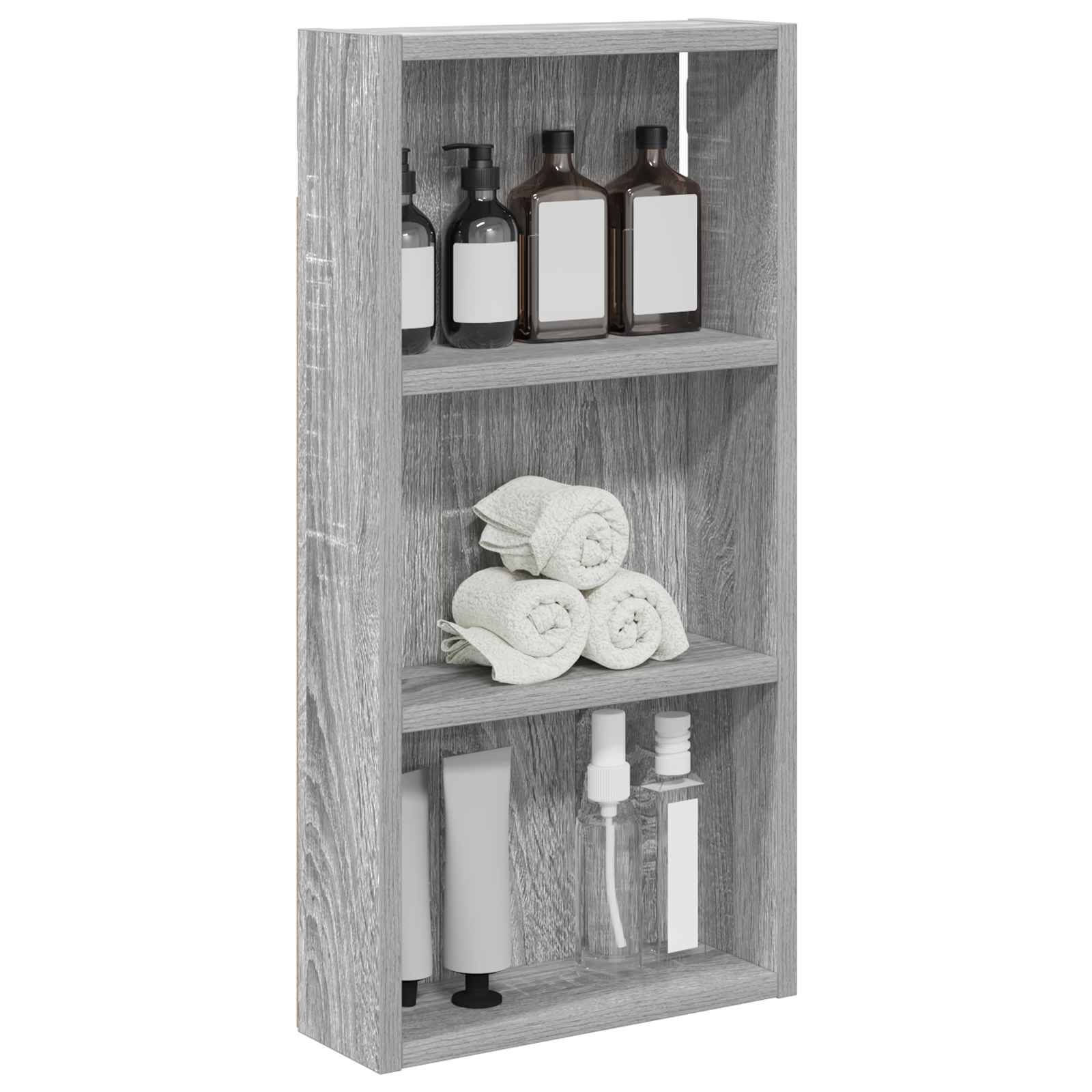 vidaXL Badezimmer-Wandschrank Graues Sonoma 30 x 10 x 60,5 cm