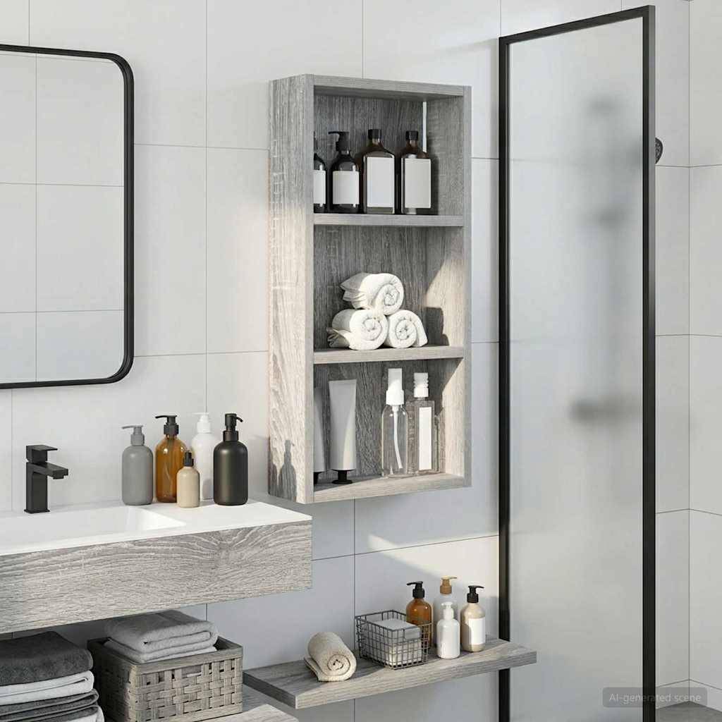vidaXL Badezimmer-Wandschrank Graues Sonoma 30 x 10 x 60,5 cm