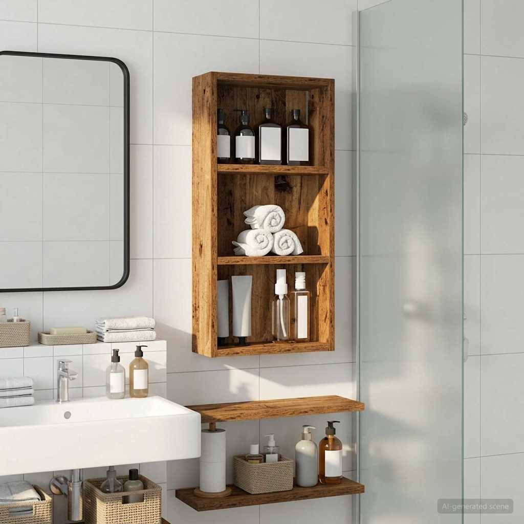 vidaXL Badezimmer-Wandschrank Altholz 30 x 10 x 60,5 cm Holzwerkstoff