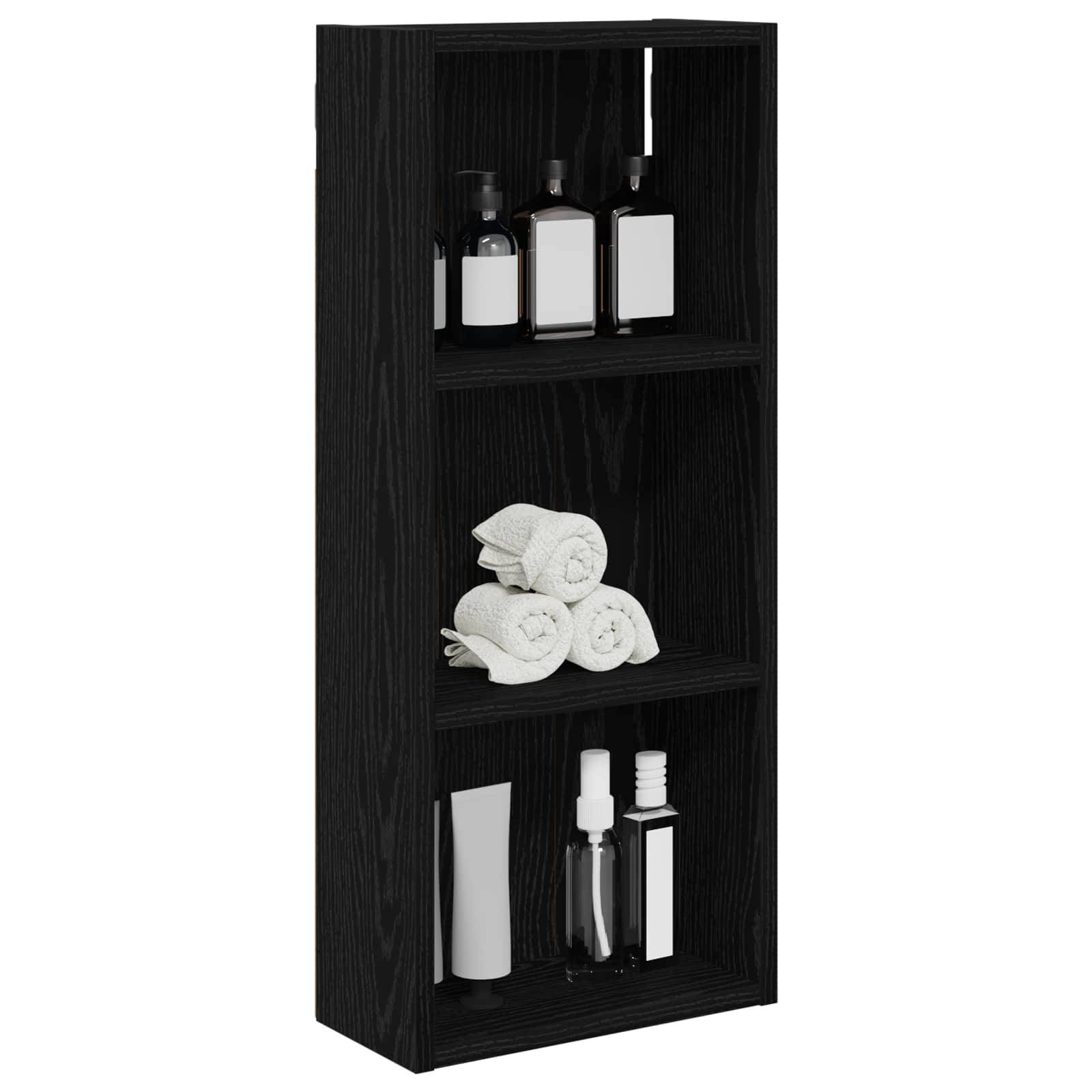 vidaXL Badezimmer-Wandschrank mit Regal Schwarze Eiche 30 x 14 x 70 cm