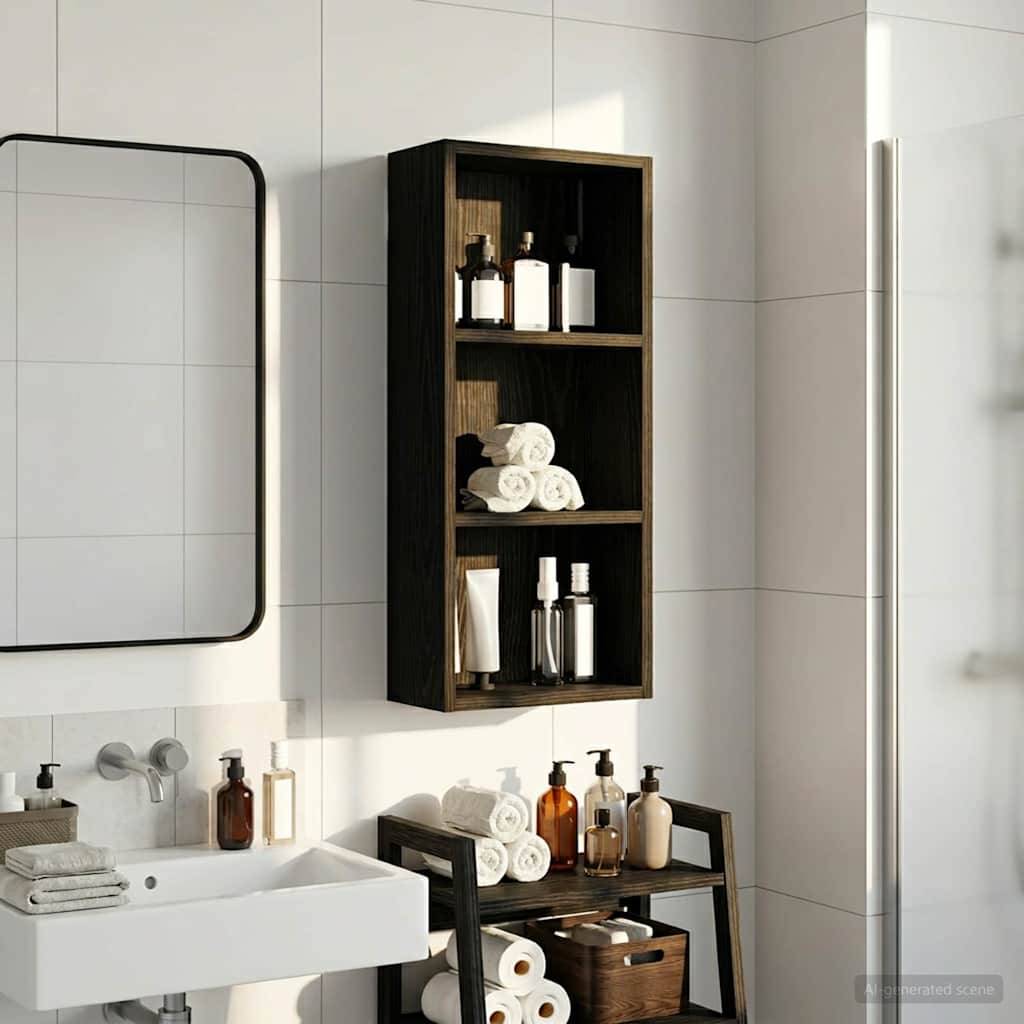 vidaXL Badezimmer-Wandschrank mit Regal Schwarze Eiche 30 x 14 x 70 cm