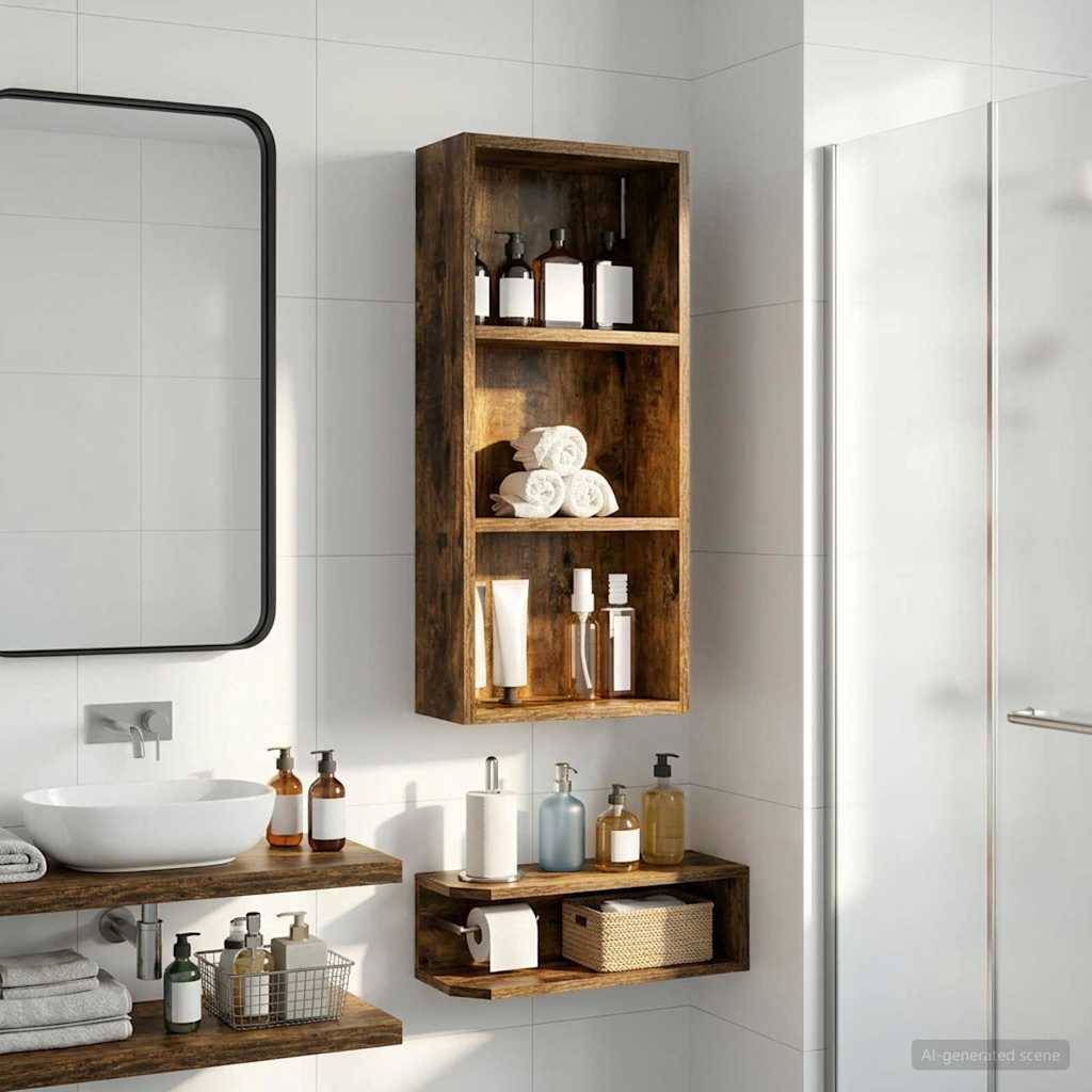 vidaXL Badezimmer-Wandschrank Geräucherte Eiche 30 x 14 x 70 cm