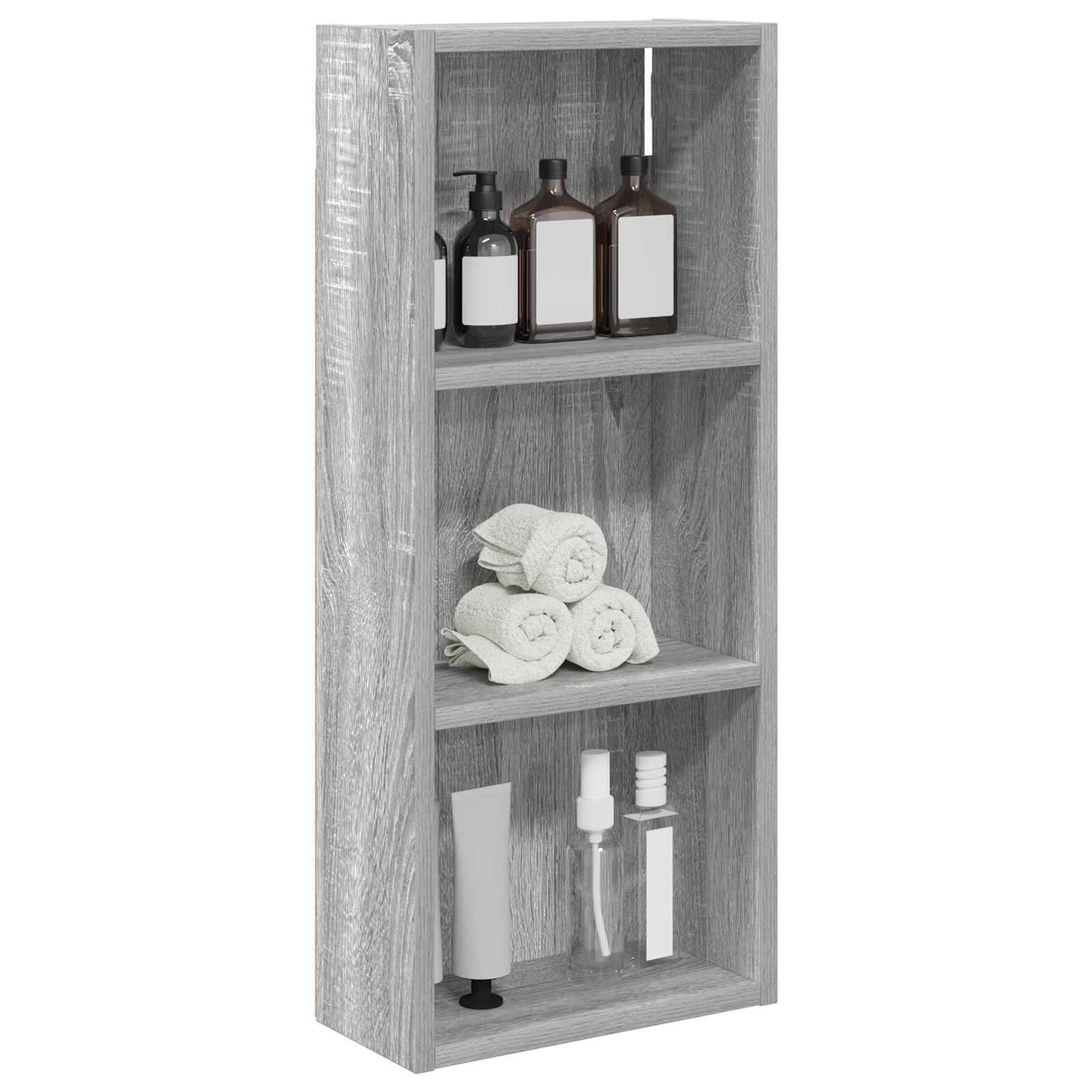 vidaXL Badezimmer-Wandschrank mit Regal Graues Sonoma 30 x 14 x 70 cm