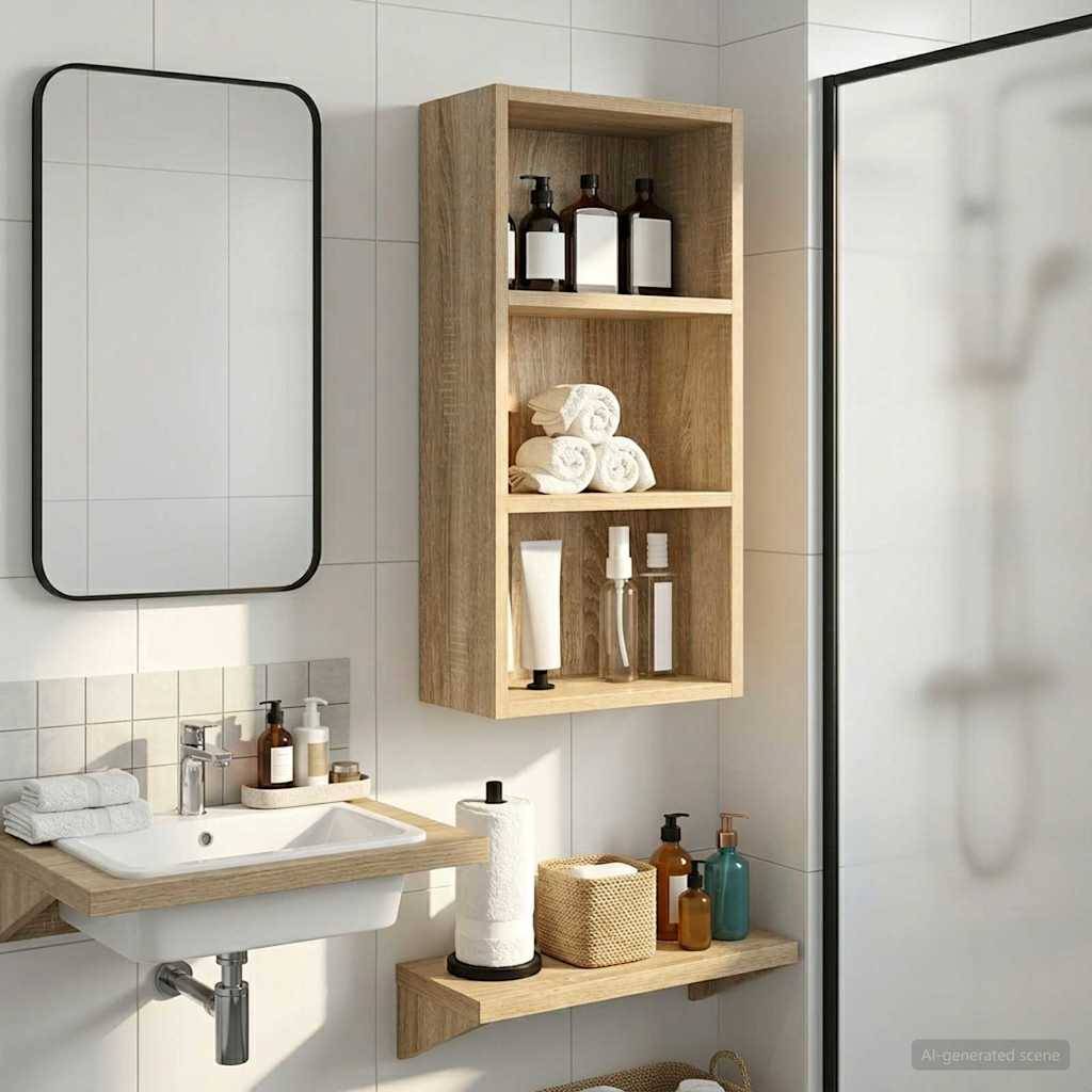 vidaXL Badezimmer-Wandschrank mit Regal Sonoma-Eiche 30 x 16 x 62,5 cm