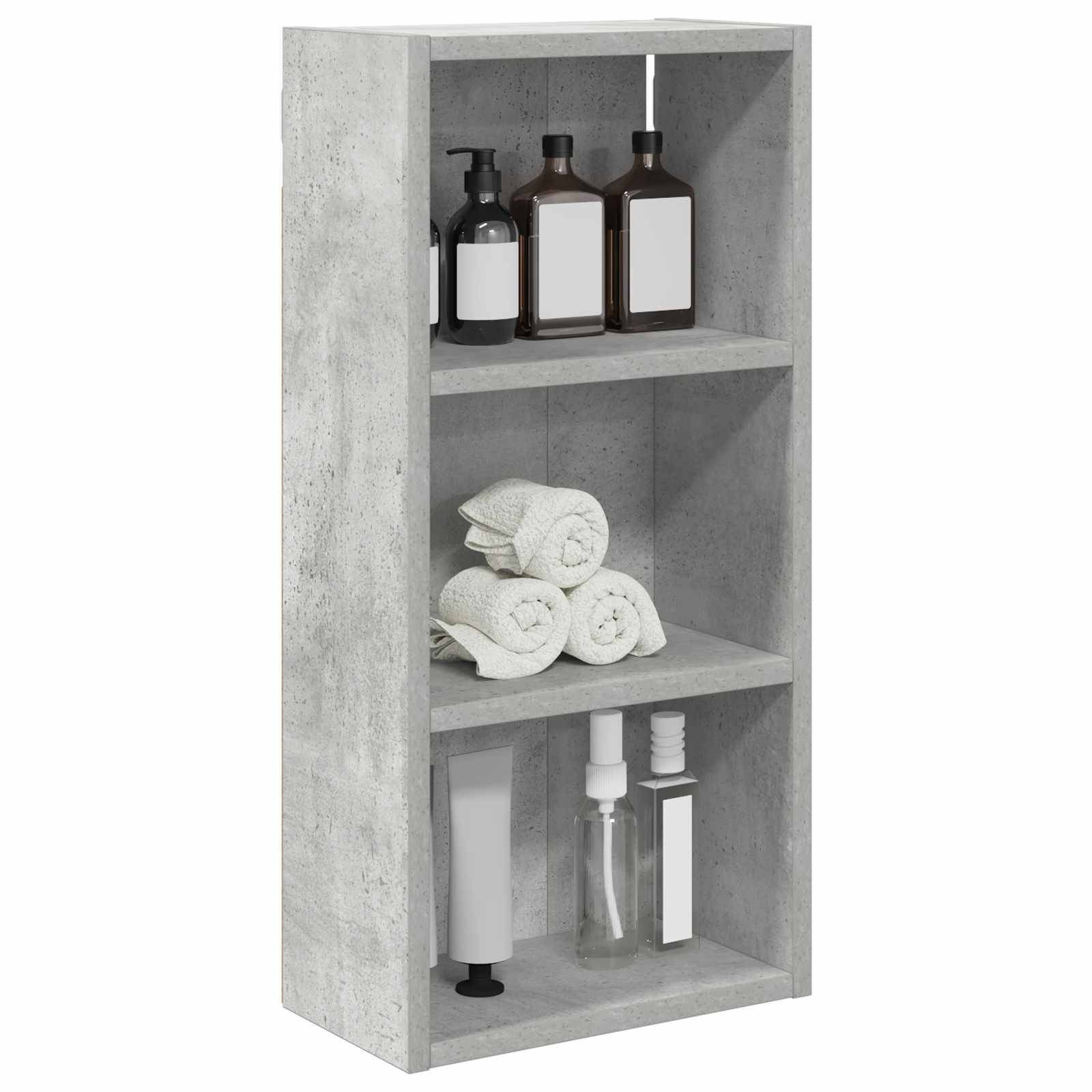 vidaXL Badezimmer-Wandschrank mit Regal Betongrau 30 x 16 x 62,5 cm