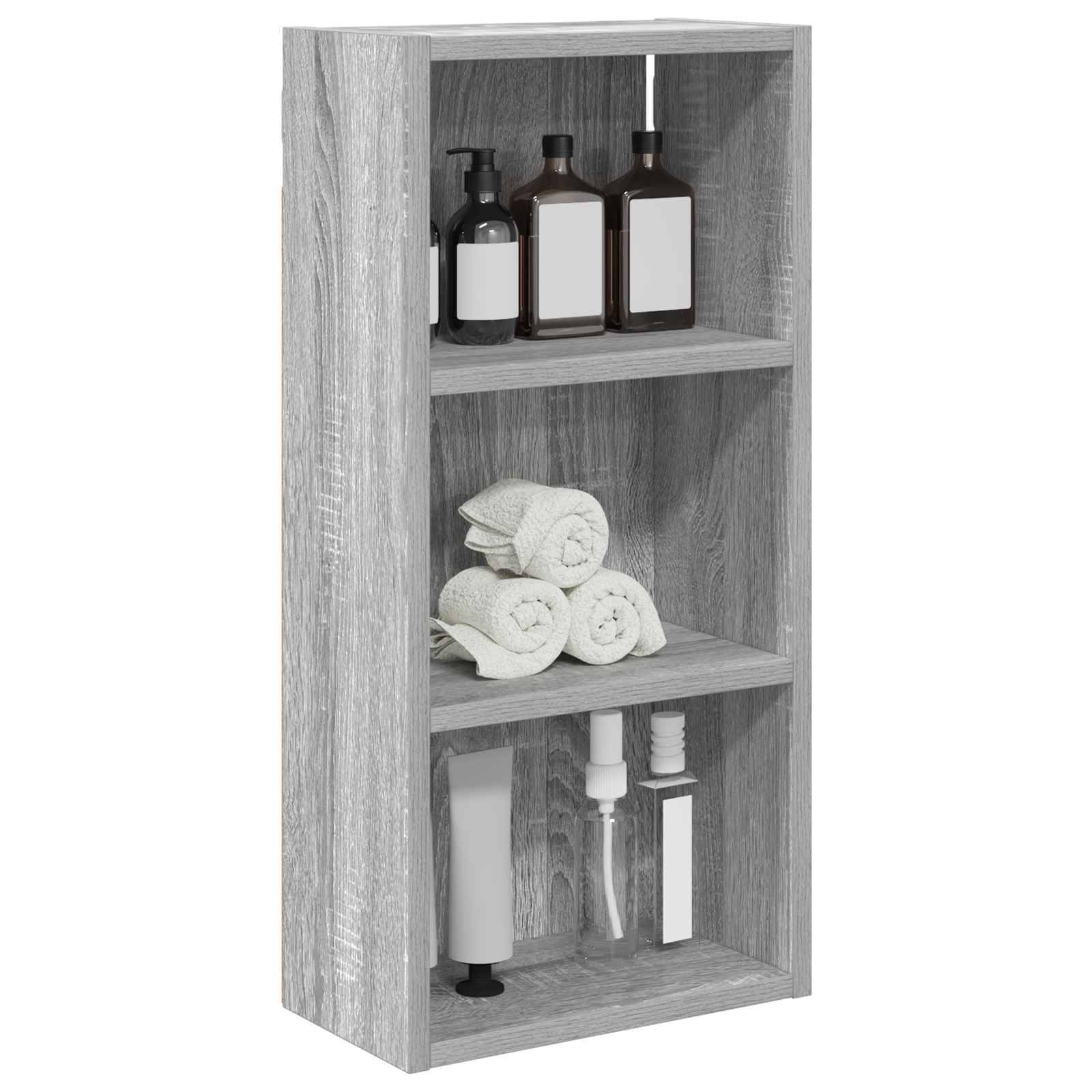 vidaXL Badezimmer-Wandschrank Graues Sonoma 30 x 16 x 62,5 cm