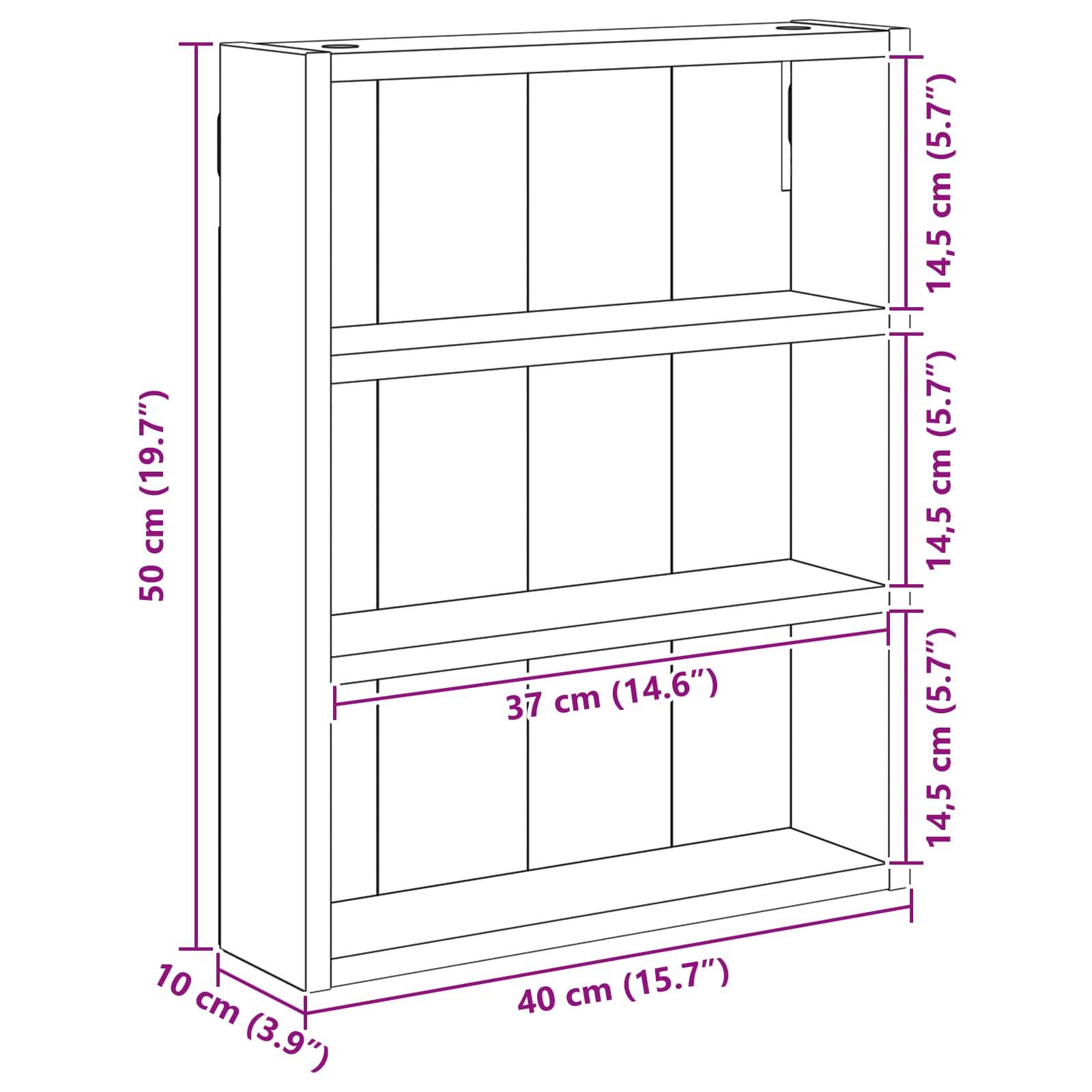 vidaXL Badezimmer-Wandschrank Weiß 40 x 10 x 50 cm Holzwerkstoff