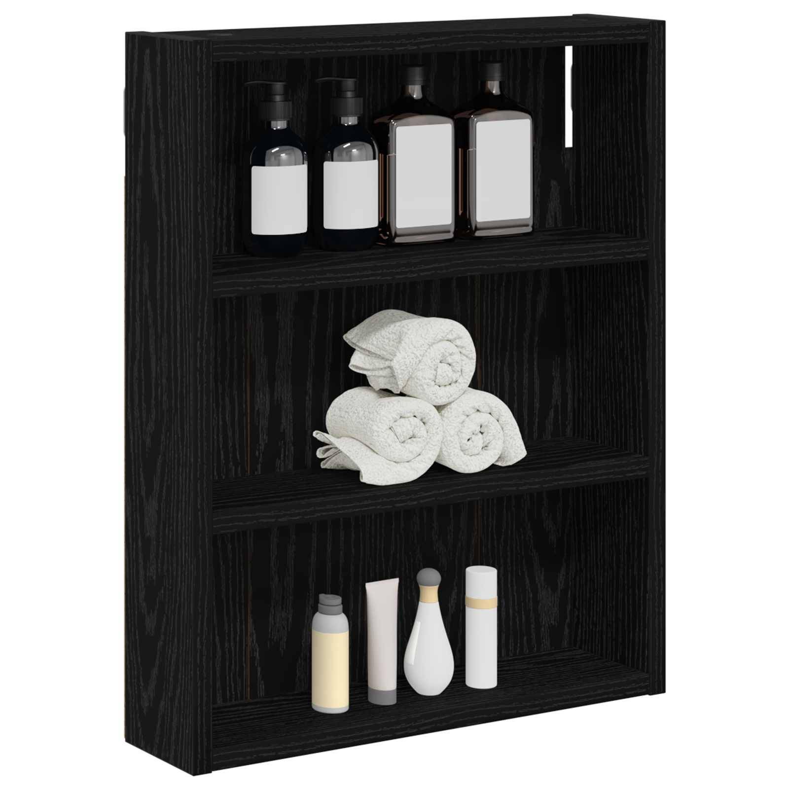 vidaXL Badezimmer-Wandschrank mit Regal Schwarze Eiche 40 x 10 x 50 cm