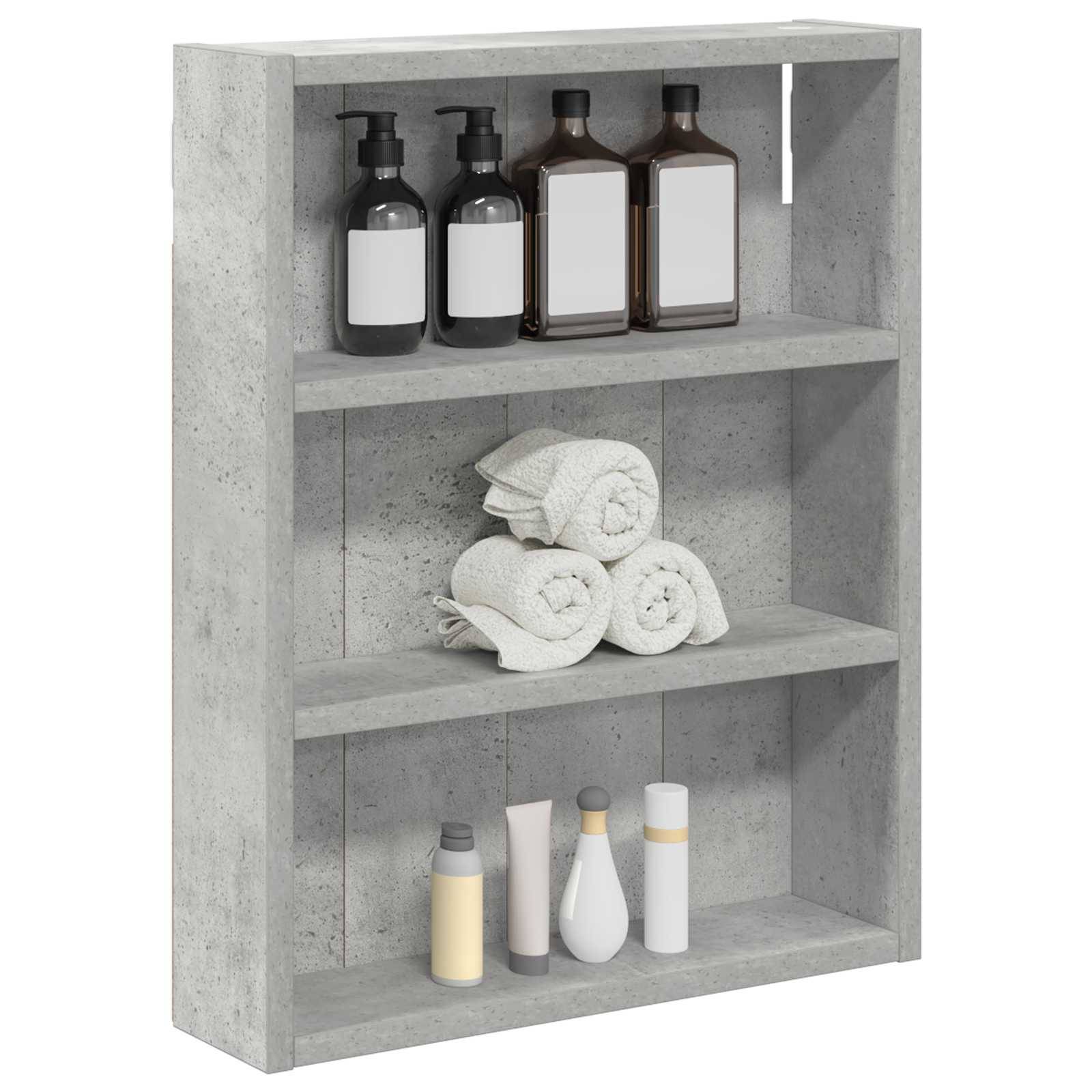 vidaXL Badezimmer-Wandschrank Betongrau 40 x 10 x 50 cm Holzwerkstoff