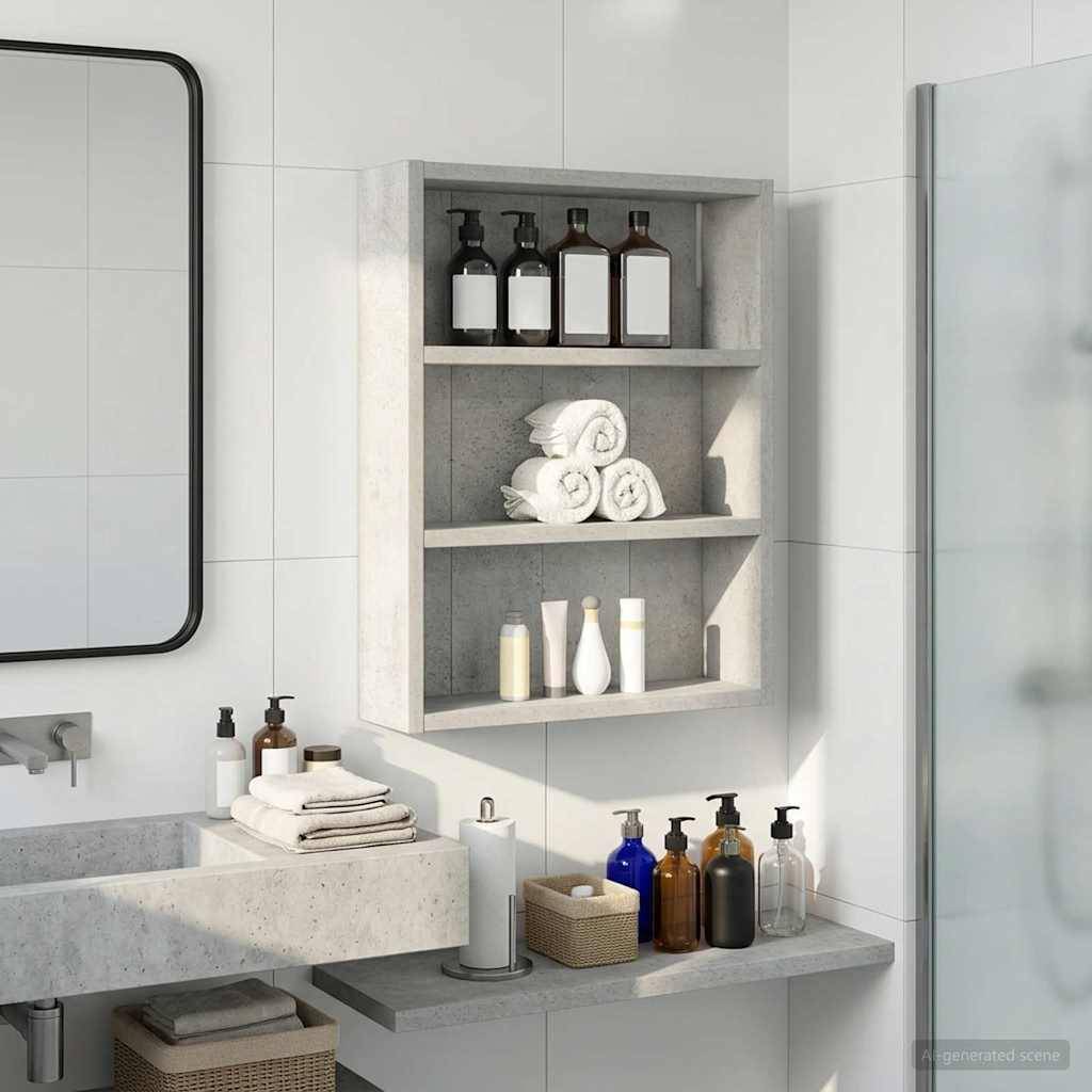 vidaXL Badezimmer-Wandschrank Betongrau 40 x 10 x 50 cm Holzwerkstoff