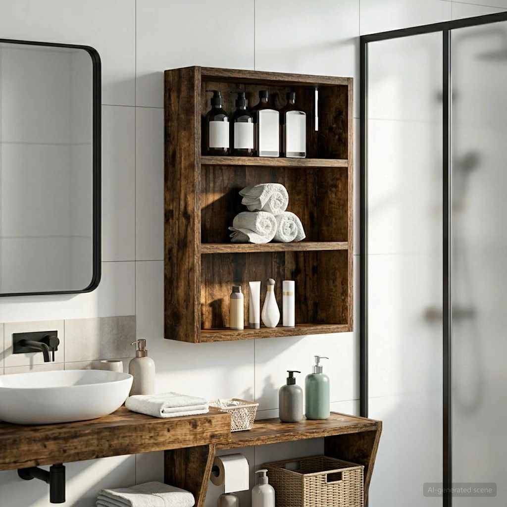 vidaXL Badezimmer-Wandschrank Geräucherte Eiche 40 x 10 x 50 cm