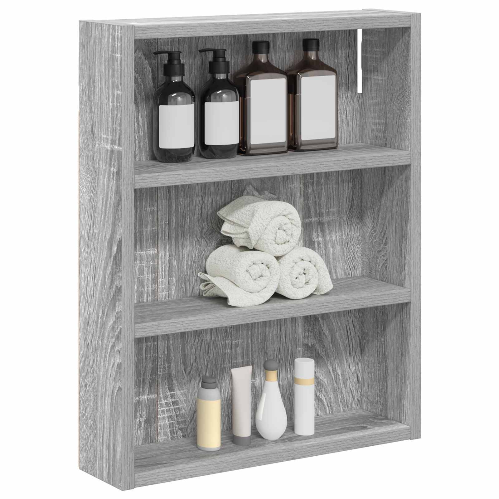 vidaXL Badezimmer-Wandschrank mit Regal Graues Sonoma 40 x 10 x 50 cm