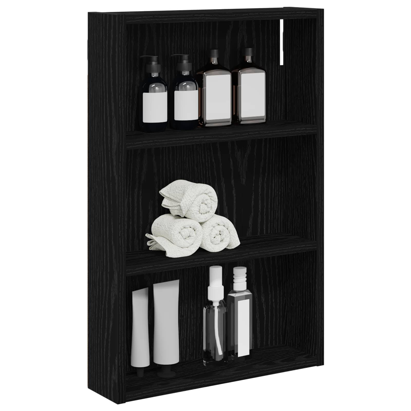 vidaXL Badezimmer-Wandschrank Schwarze Eiche 40 x 10 x 60,5 cm