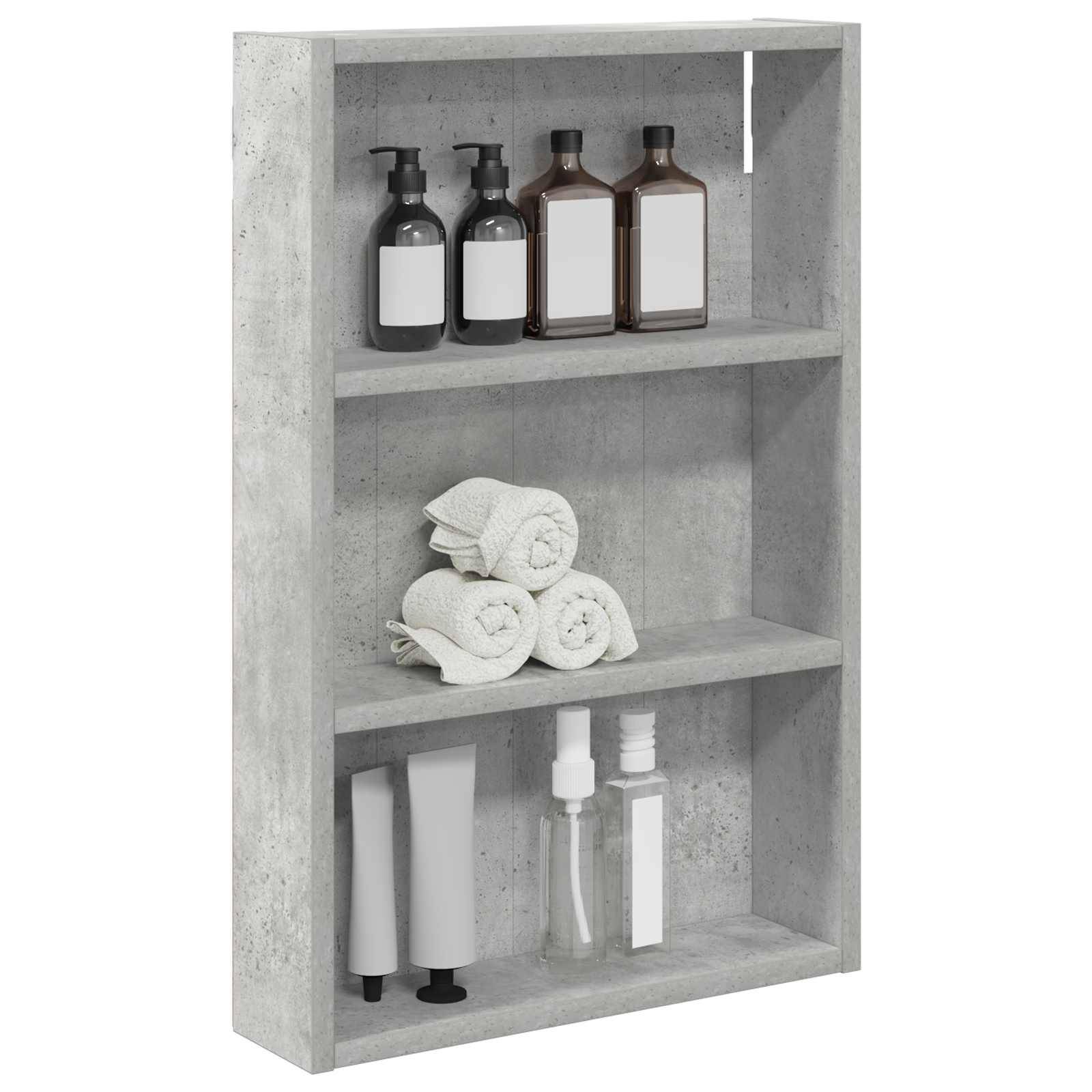 vidaXL Badezimmer-Wandschrank mit Regal Betongrau 40 x 10 x 60,5 cm