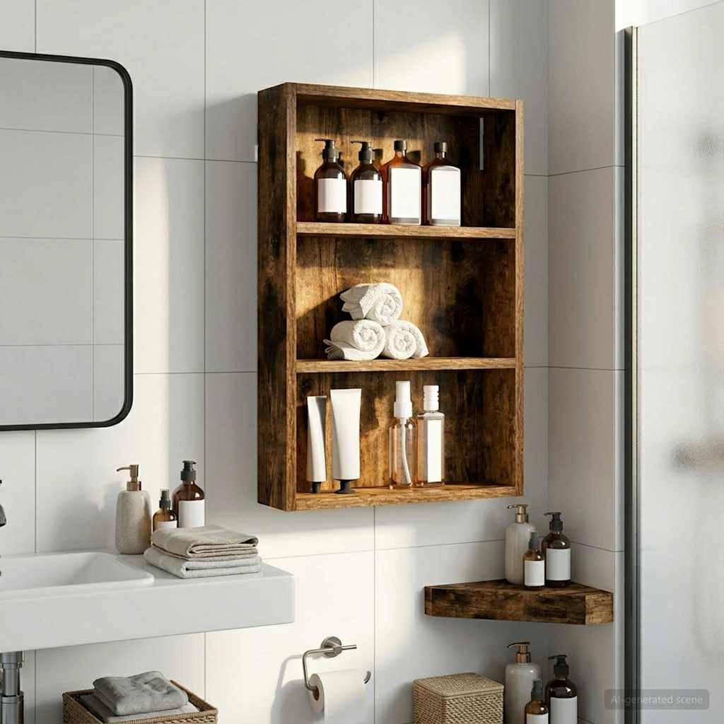 vidaXL Badezimmer-Wandschrank Geräucherte Eiche 40 x 10 x 60,5 cm