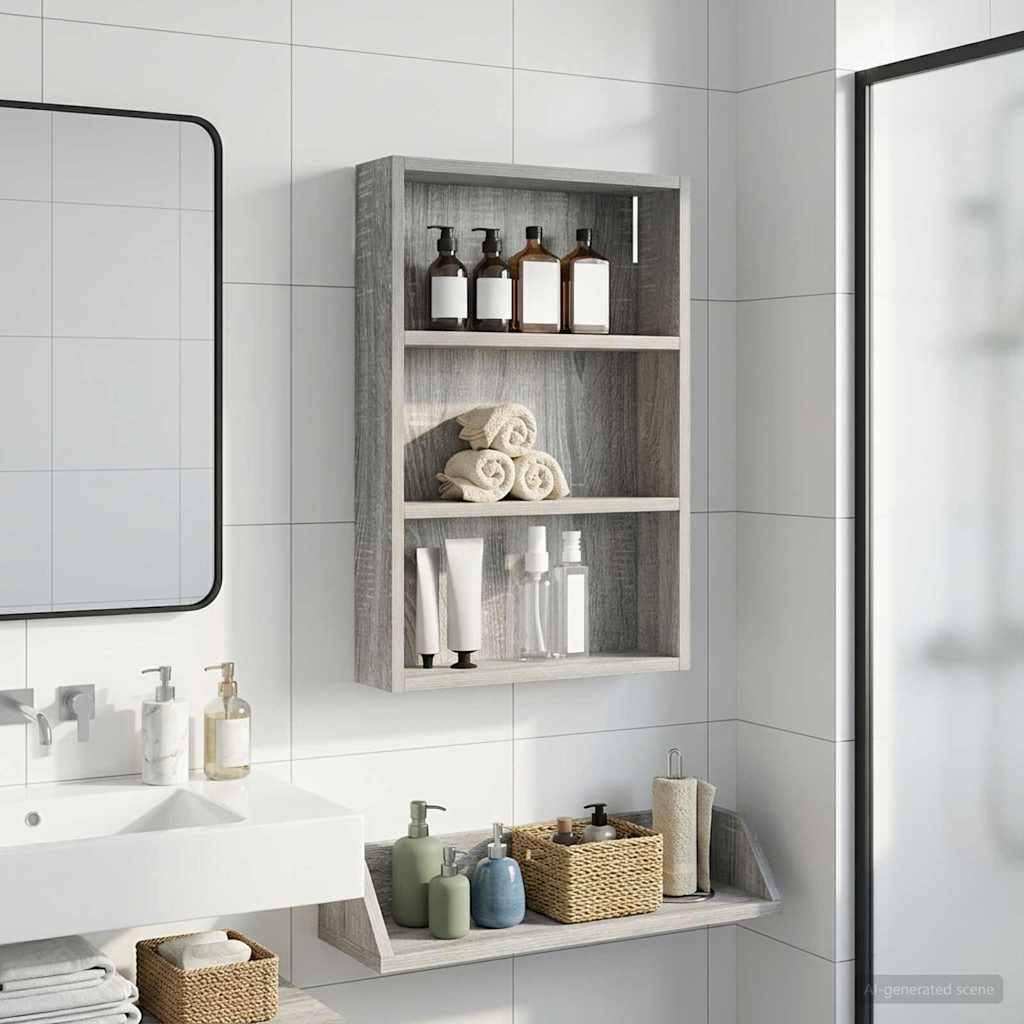 vidaXL Badezimmer-Wandschrank Graues Sonoma 40 x 10 x 60,5 cm