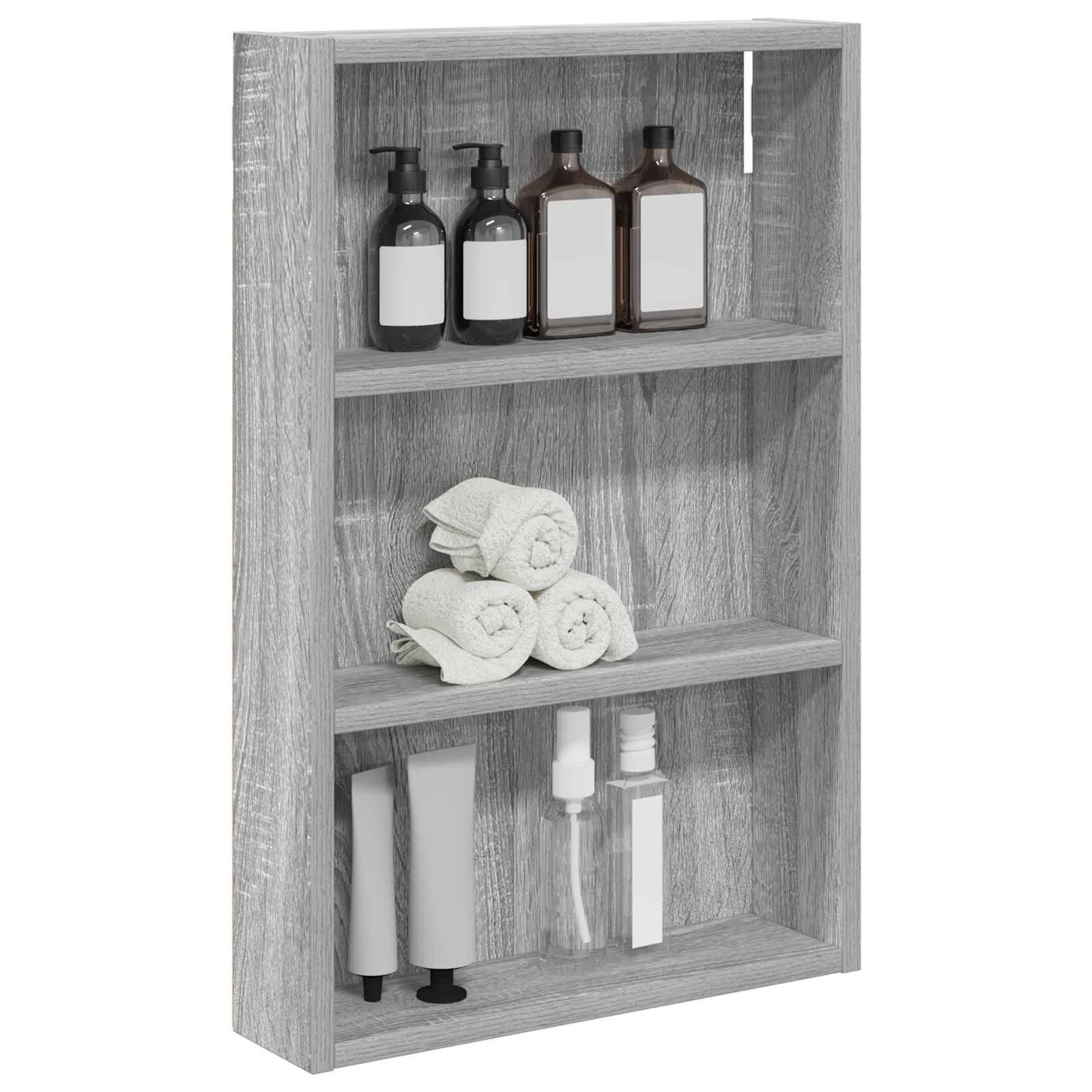 vidaXL Badezimmer-Wandschrank Graues Sonoma 40 x 10 x 60,5 cm