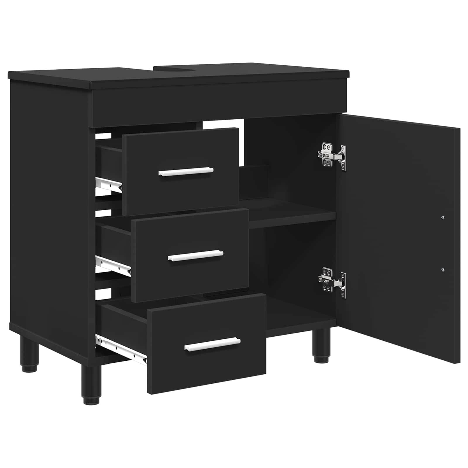 vidaXL Badezimmerschrank mit Waschbecken Schwarz 60 x 35 x 60 cm