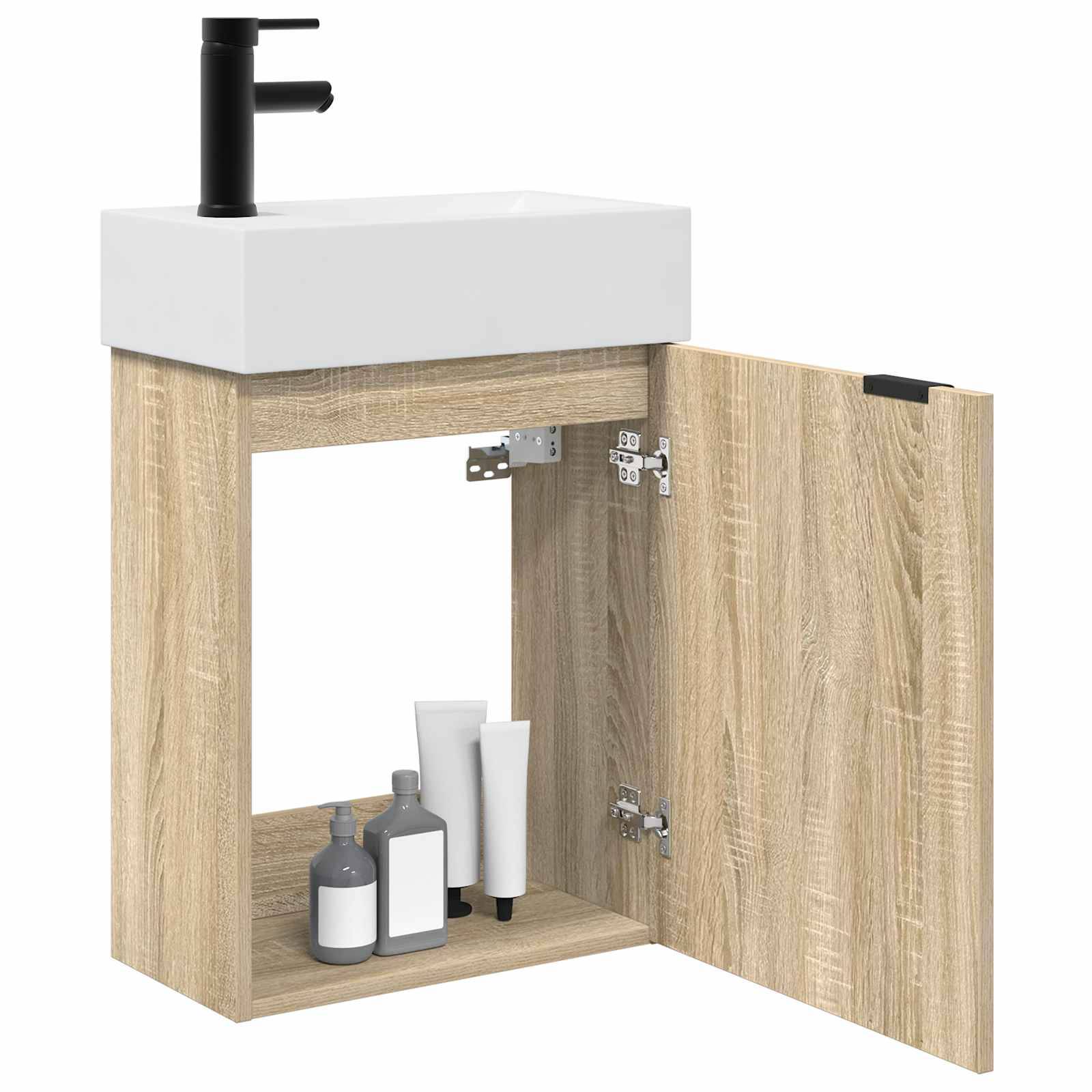 vidaXL Badezimmerschrank mit Speicher Sonoma-Eiche 45,5 x 22,5 x 84 cm