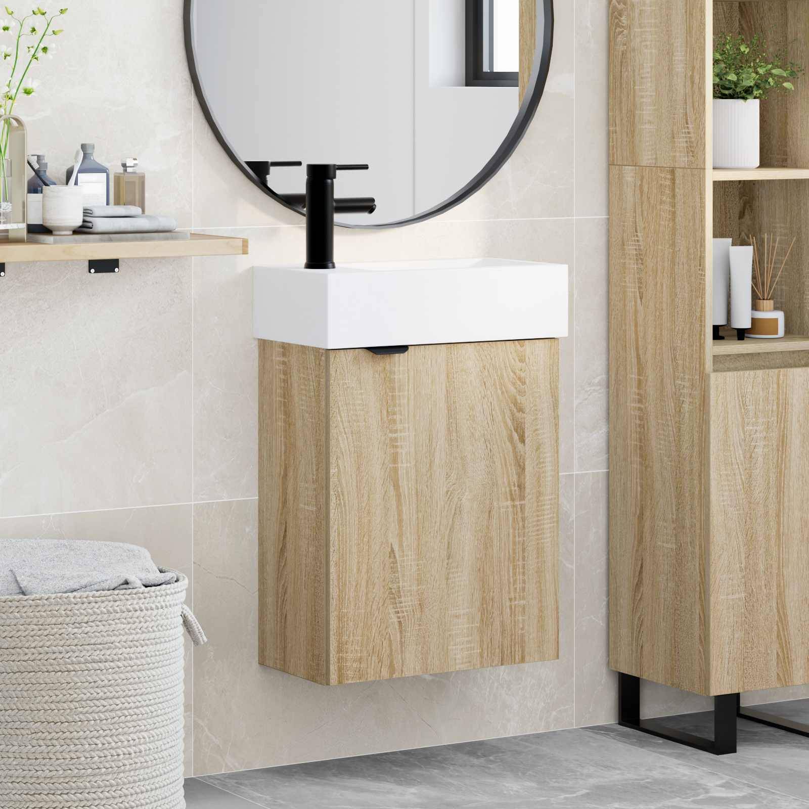 vidaXL Badezimmerschrank mit Speicher Sonoma-Eiche 45,5 x 22,5 x 84 cm
