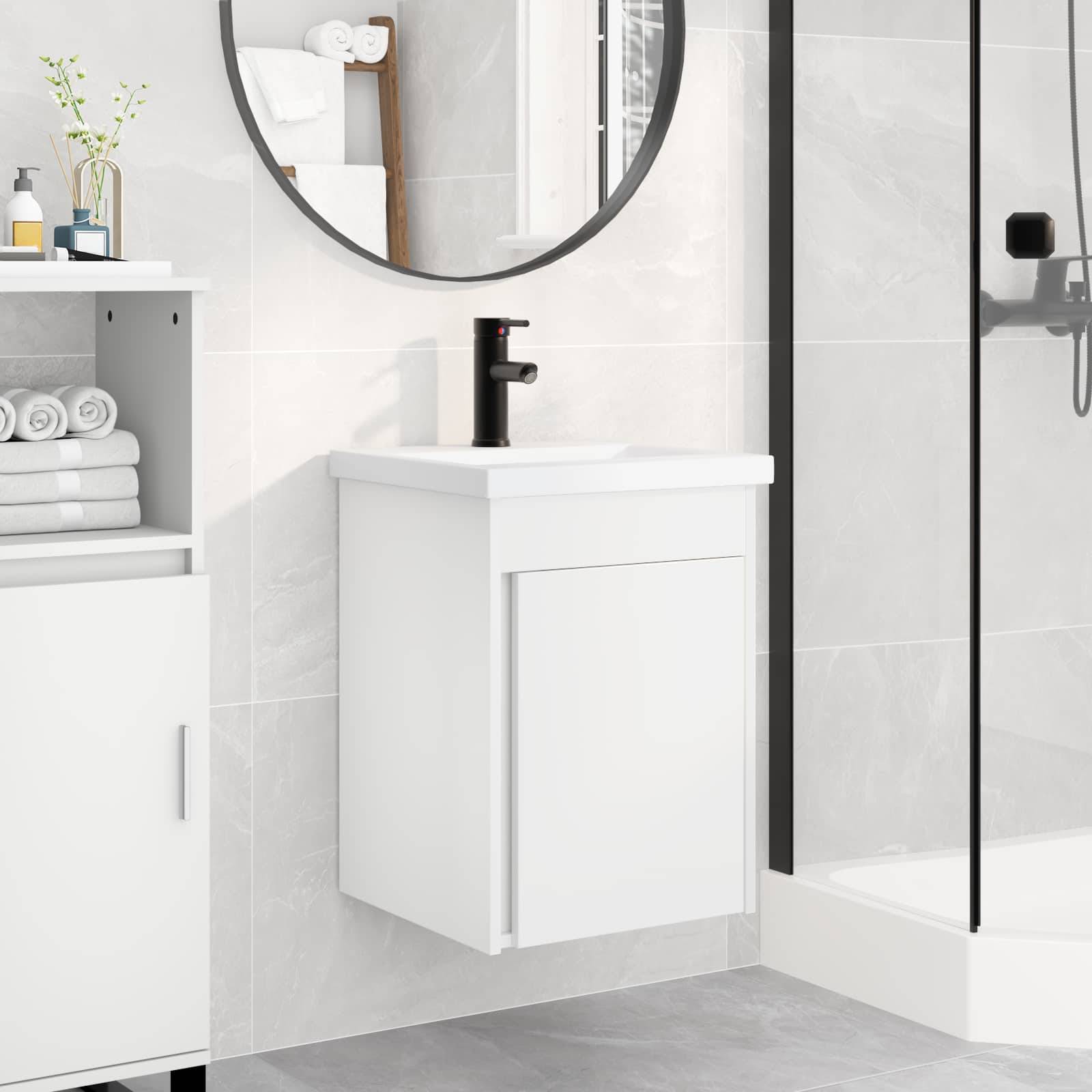 vidaXL Badezimmer Waschbecken mit Wasserhahn Weiß 42 x 40 x 74,5 cm