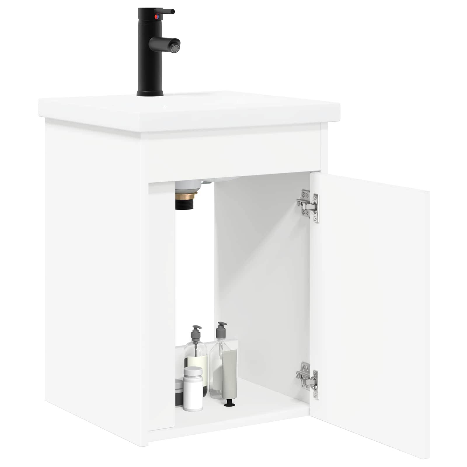 vidaXL Badezimmer Waschbecken mit Wasserhahn Weiß 42 x 40 x 74,5 cm