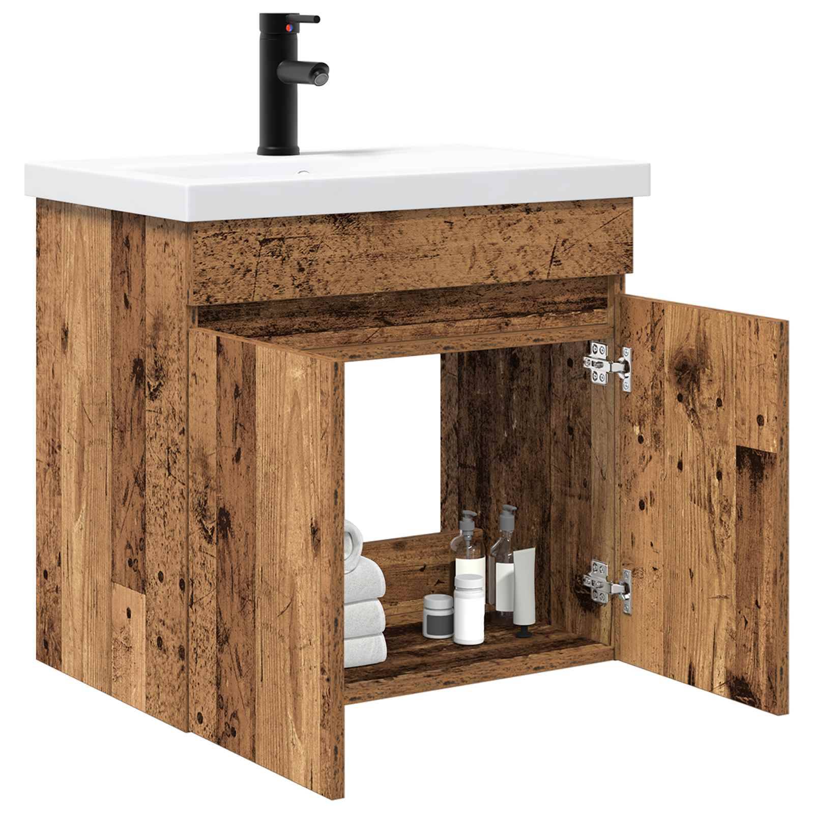 vidaXL Badezimmer-Waschbecken Altholz 61 x 39 x 58 cm Holzwerkstoff