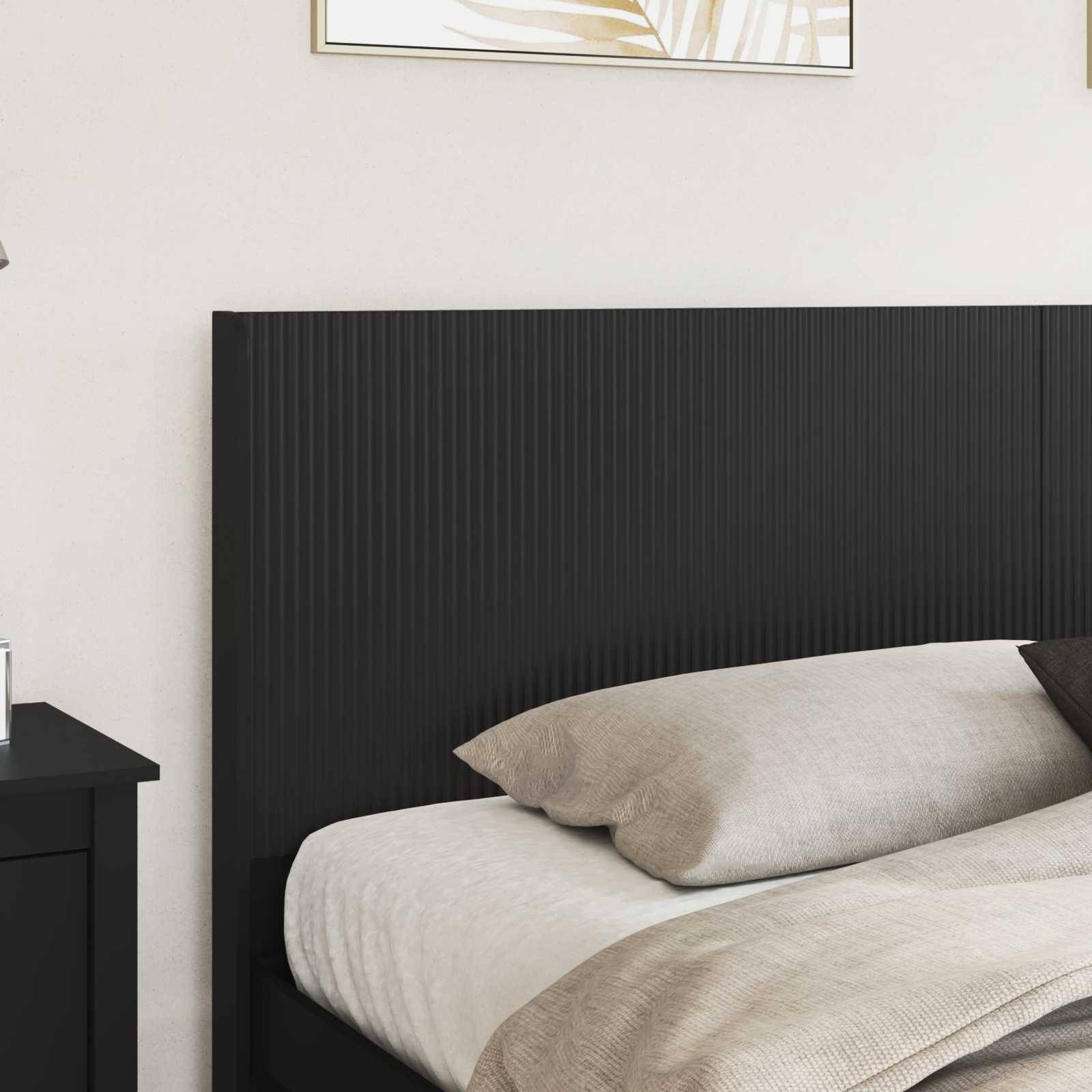 vidaXL Bettgestell mit Stauraum und Kopfteil Schwarz 180 x 200 cm