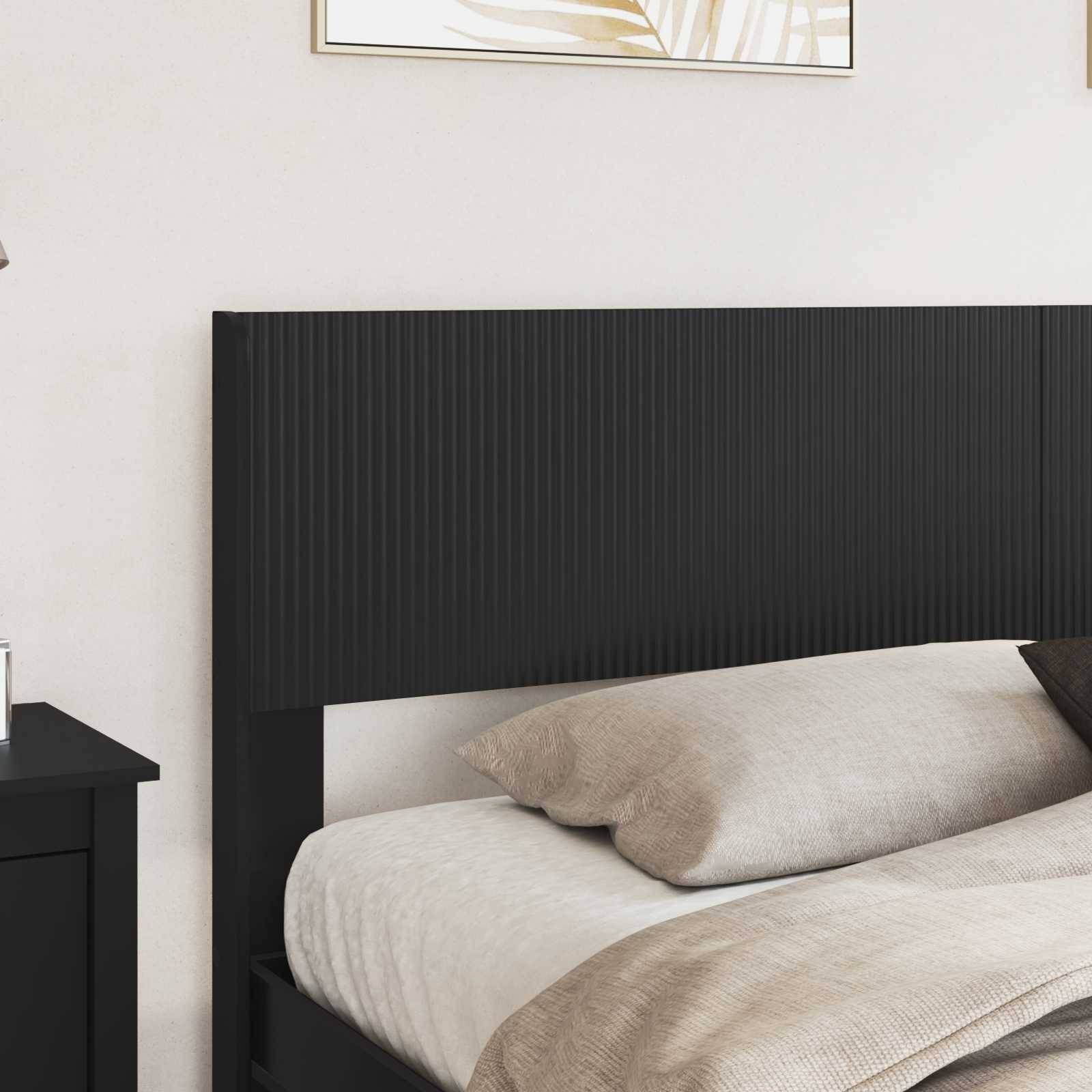 vidaXL Bettgestell mit Stauraum und Kopfteil Schwarz 180 x 200 cm