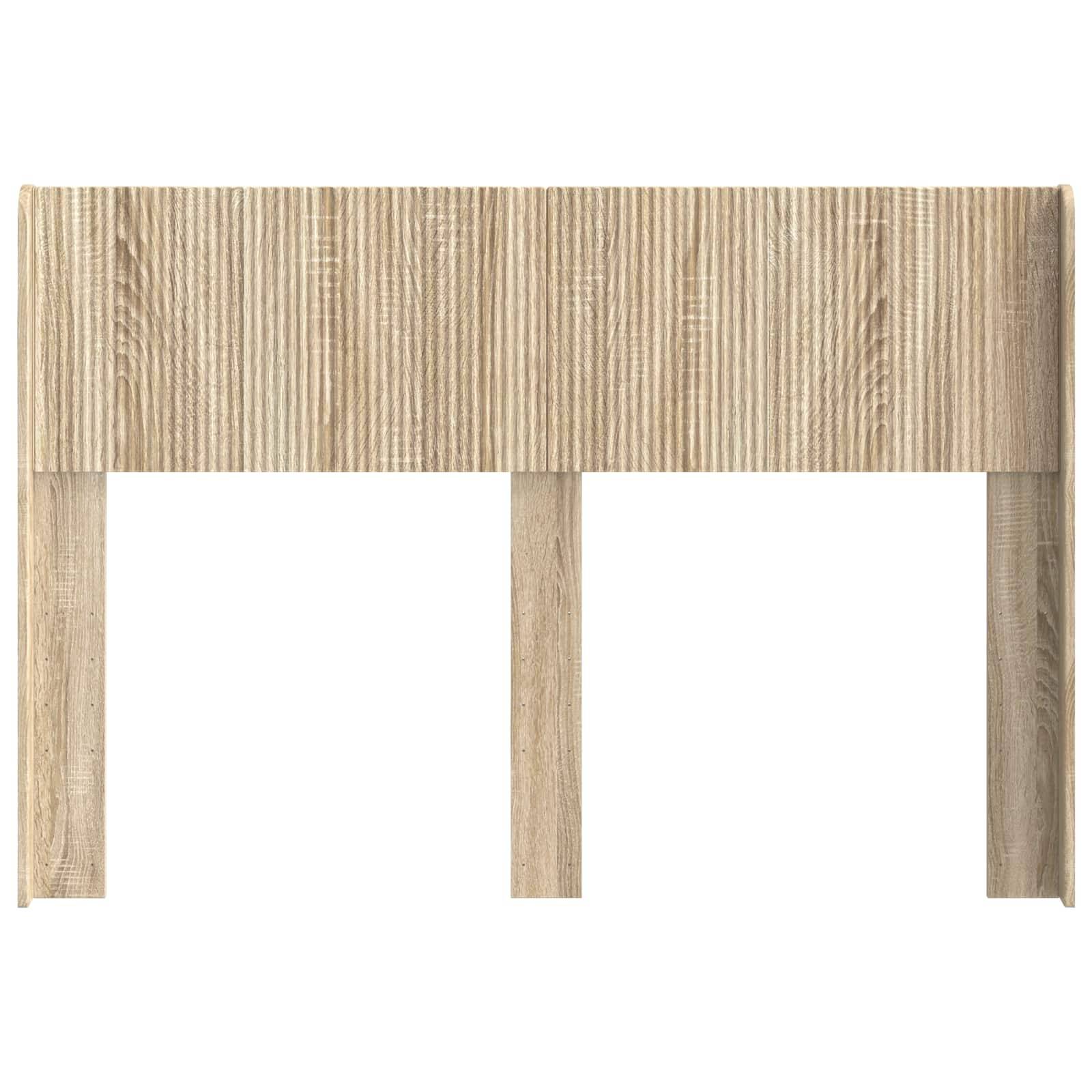 Helles Holzpaneel mit vertikalen Latten und drei gleichmäßig angeordneten Stützbeinen, dargestellt auf weißem Hintergrund.